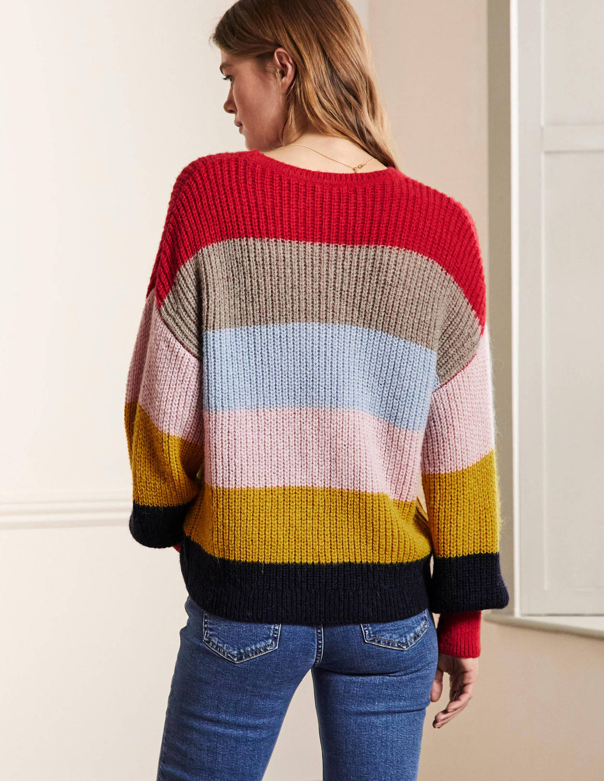 Blouson Cuff Fluffy Jumper-Fluffy Rainbow Multi Stripe - Image 3