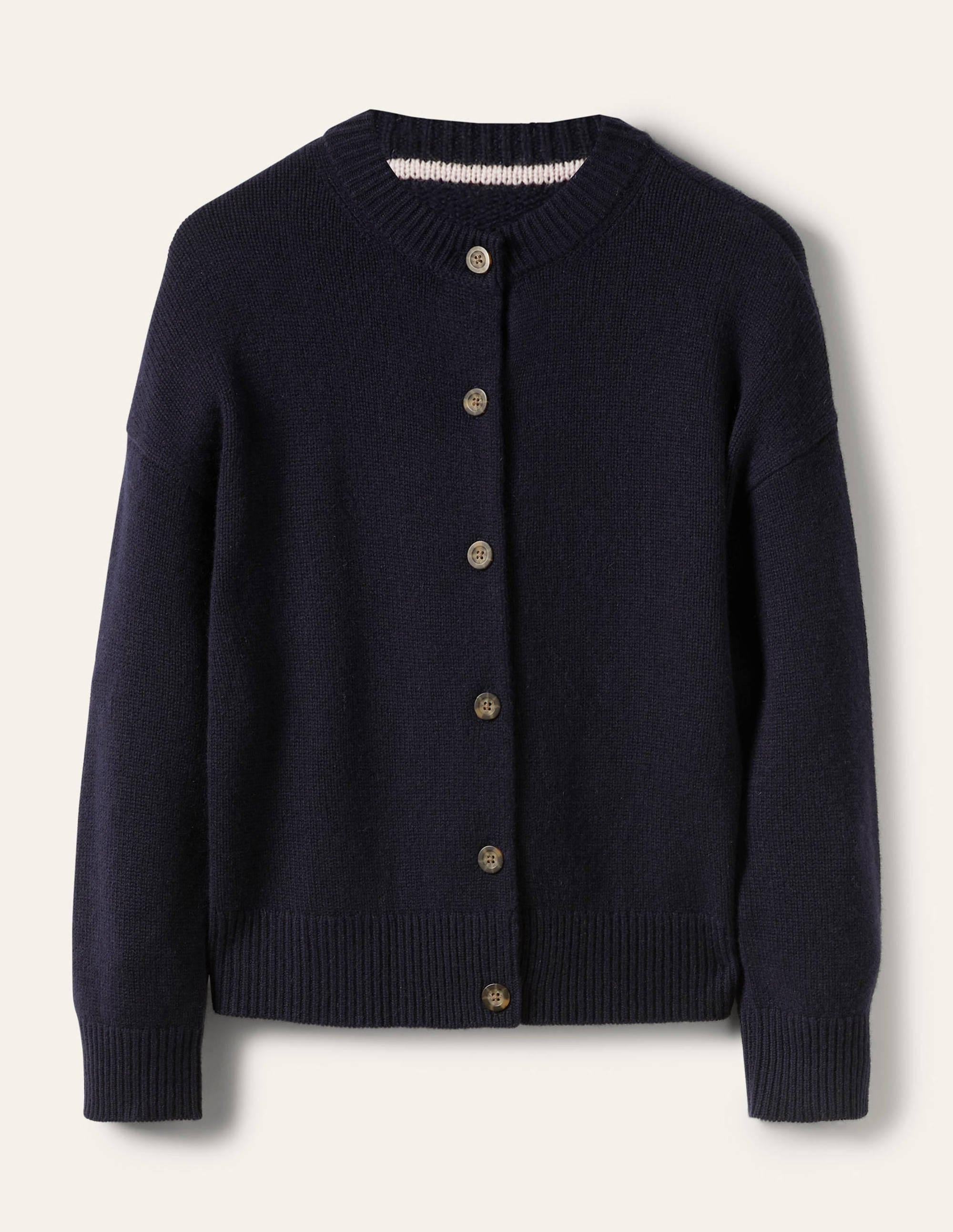 Chunky Cashmere Cardigan-Navy - Image 5