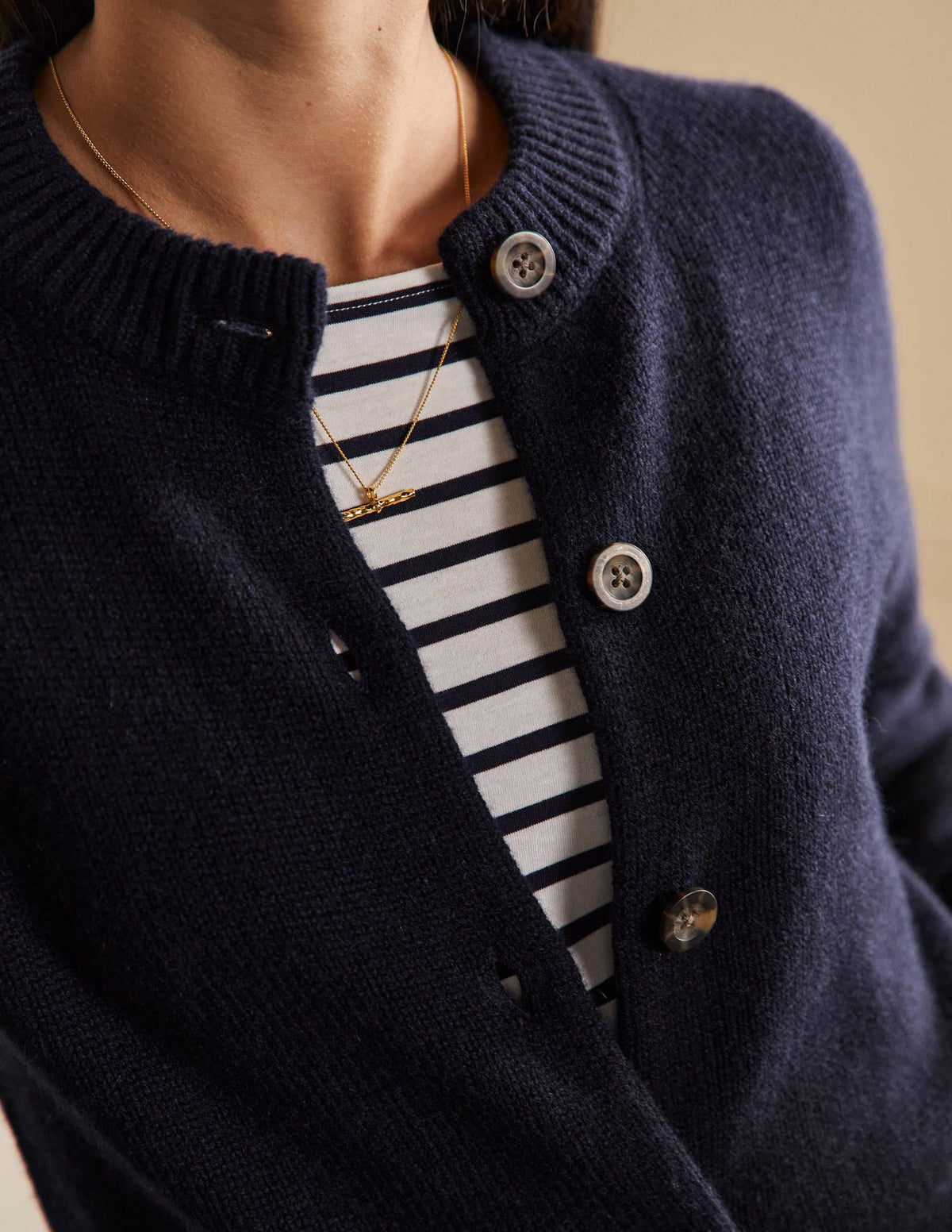 Chunky Cashmere Cardigan-Navy-2