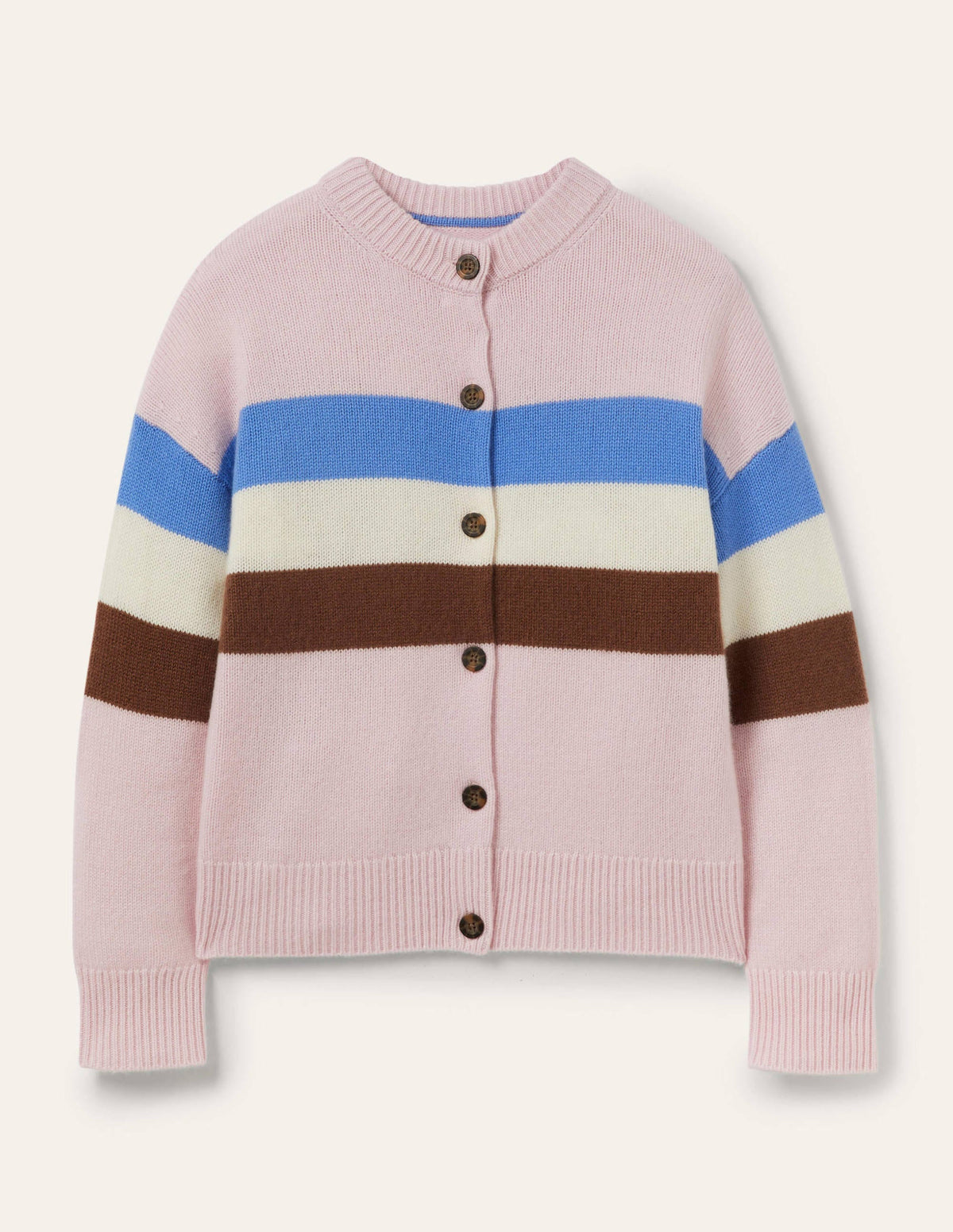 Chunky Cashmere Cardigan-Milkshake, Hyacinth Stripe - Image 5