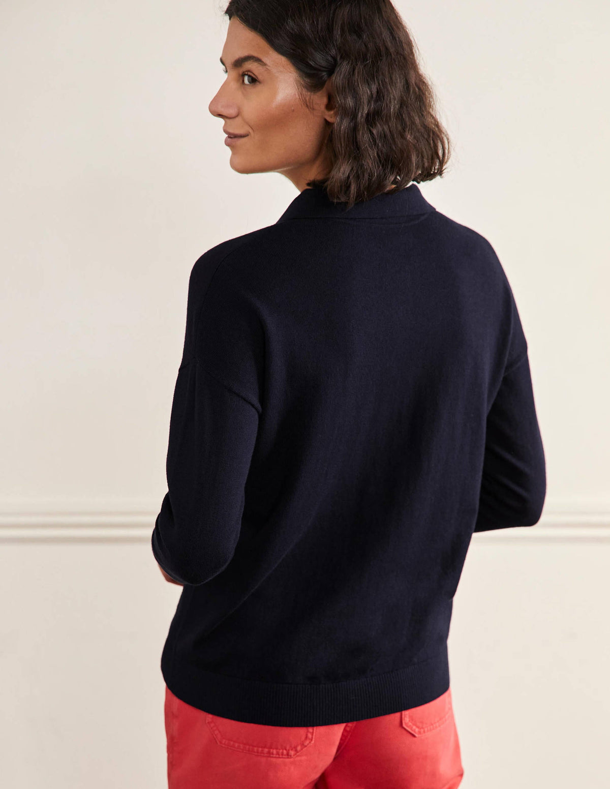 Jewelled Button Rugby Jumper-Navy-3