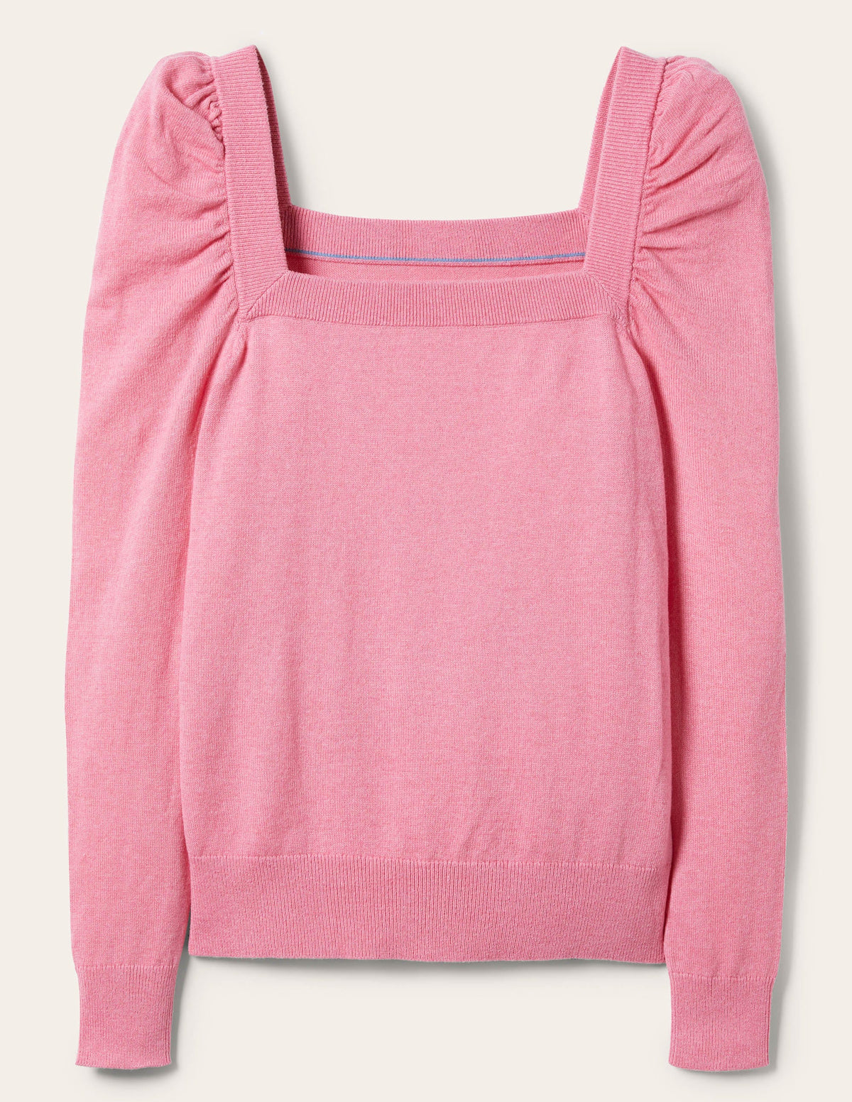 Square Neck Puff Sleeve Jumper-Posy Pink - Image 5