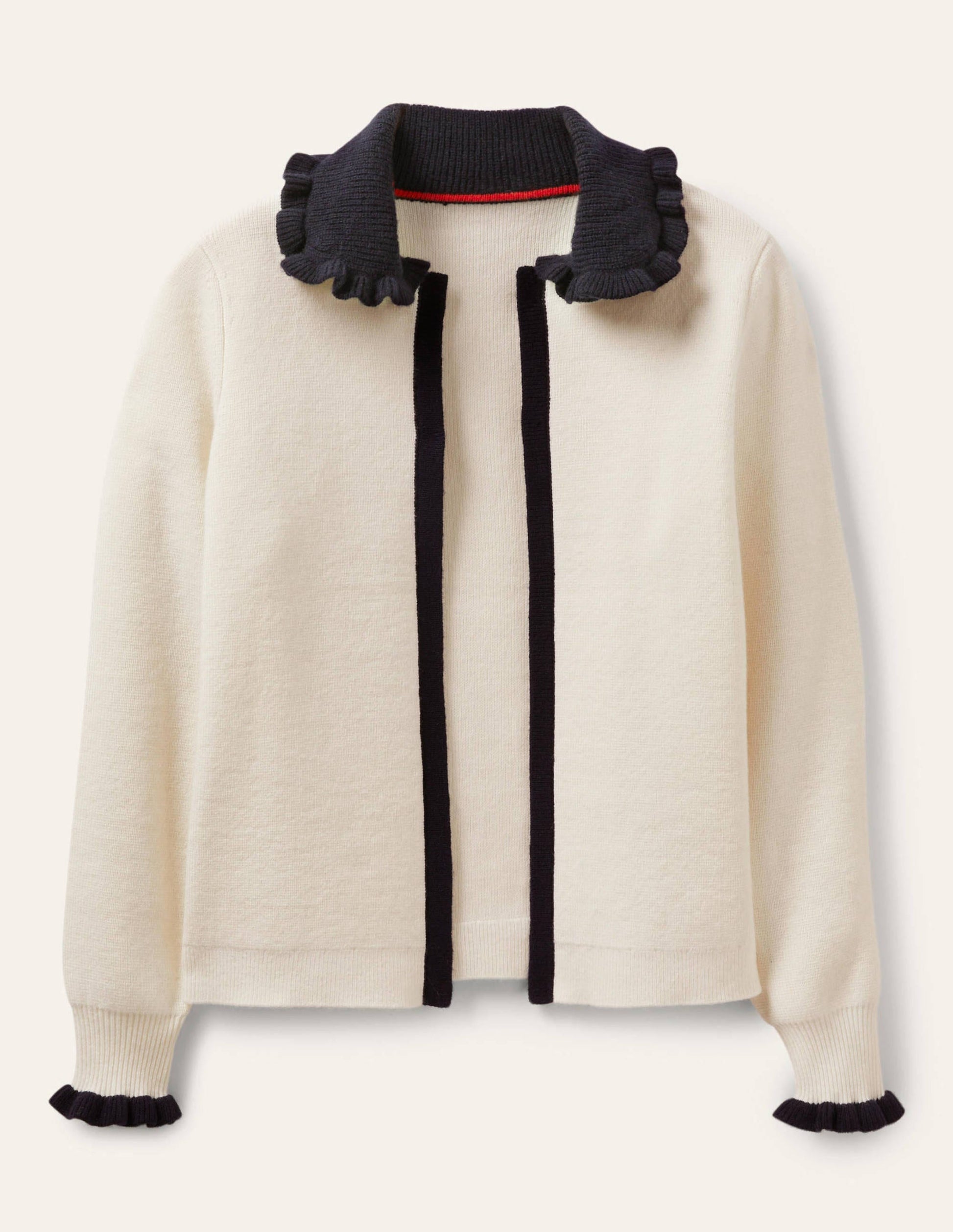 Frill Collared Cardigan-Ivory/Navy-5