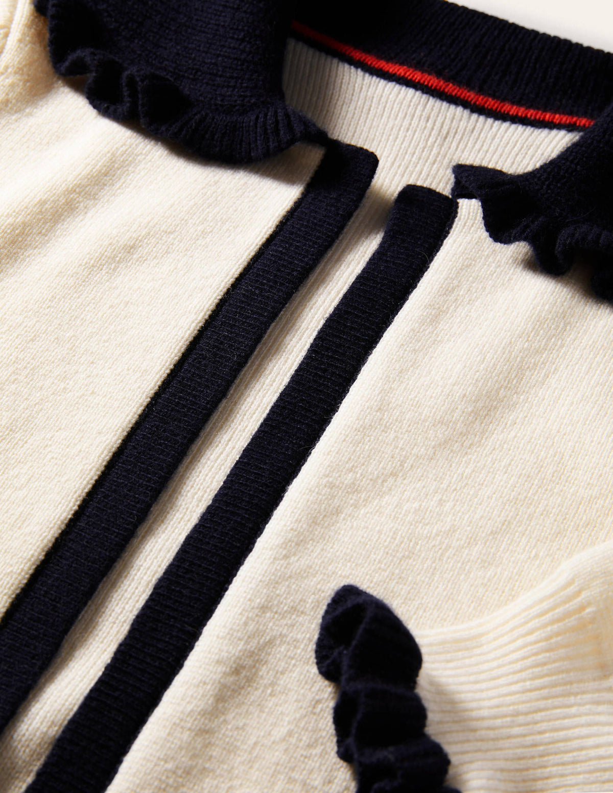 Frill Collared Cardigan-Ivory/Navy - Image 6
