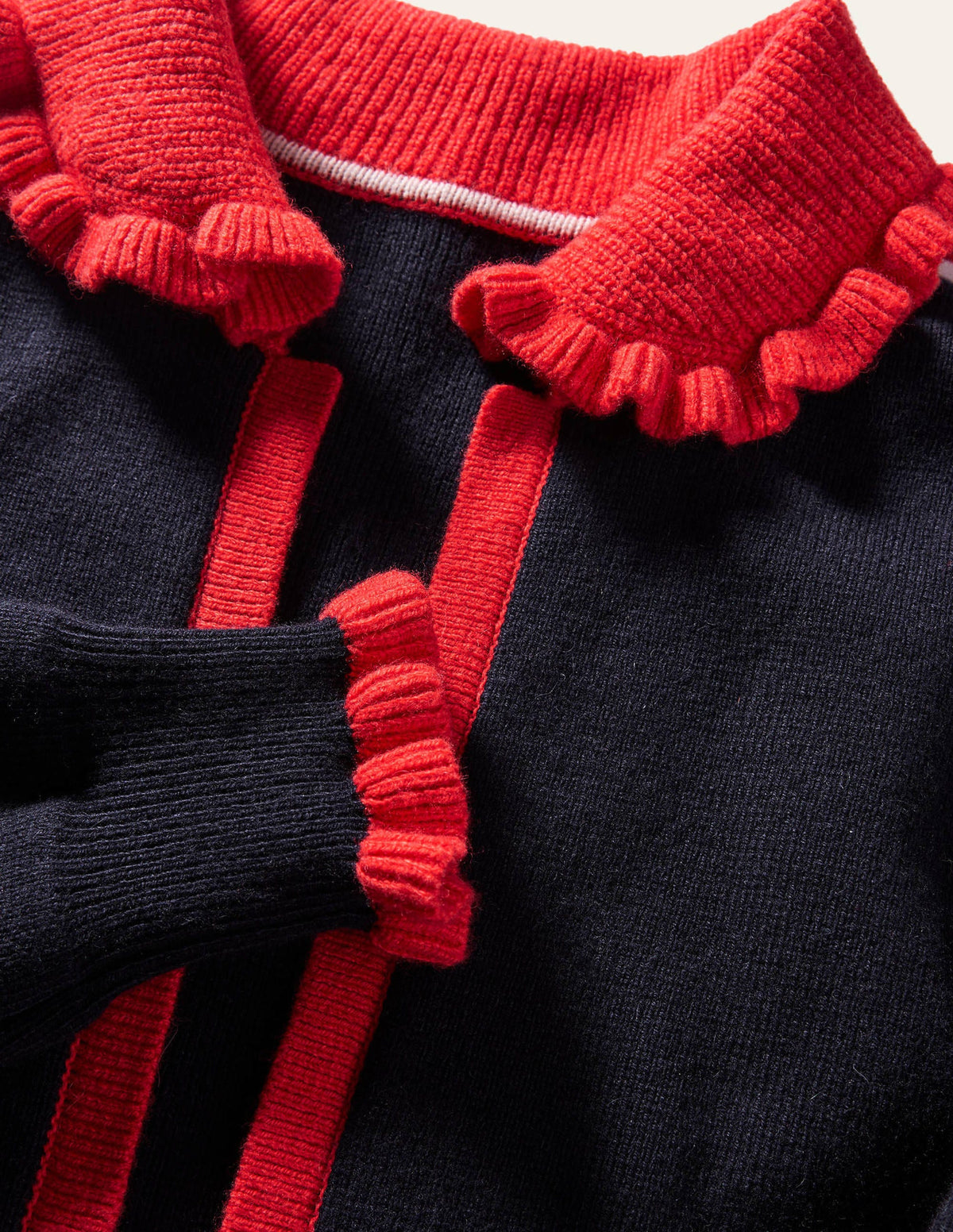 Frill Collared Cardigan-Navy/Bright Poppy - Image 6