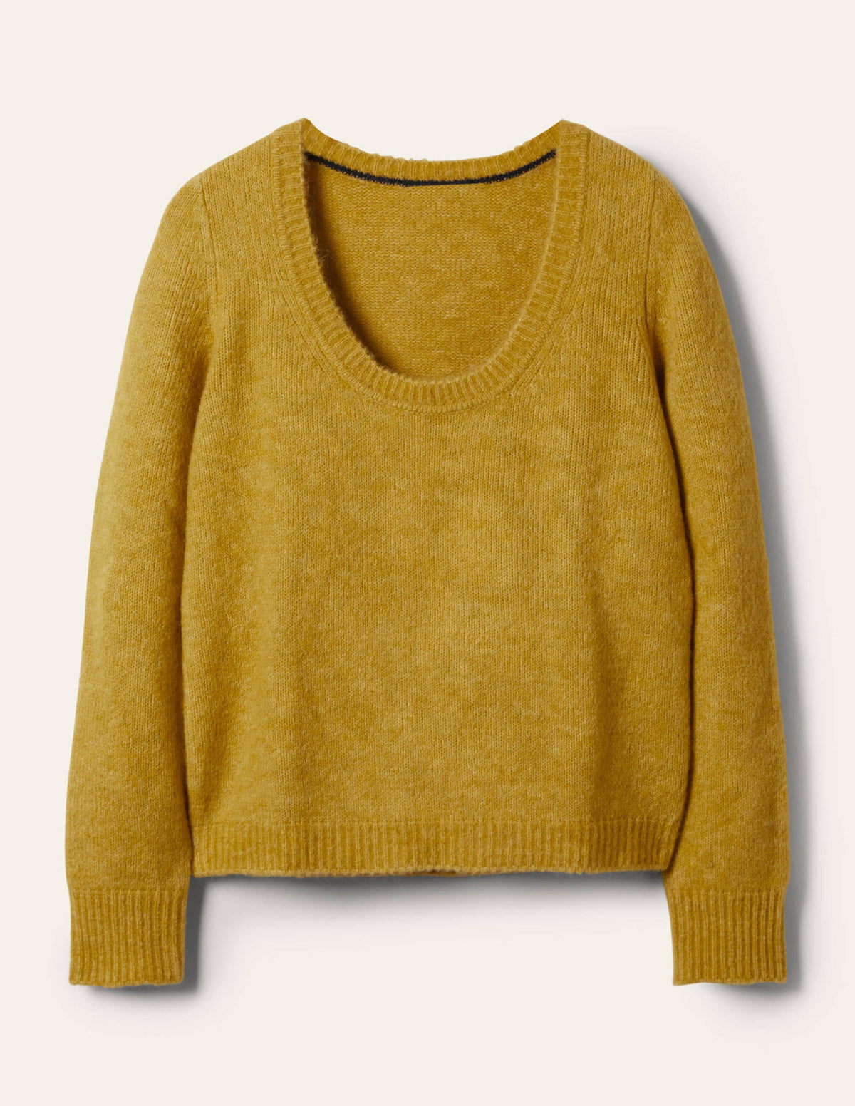 Scoop Neck Fluffy Jumper-Olive Oil - Image 5
