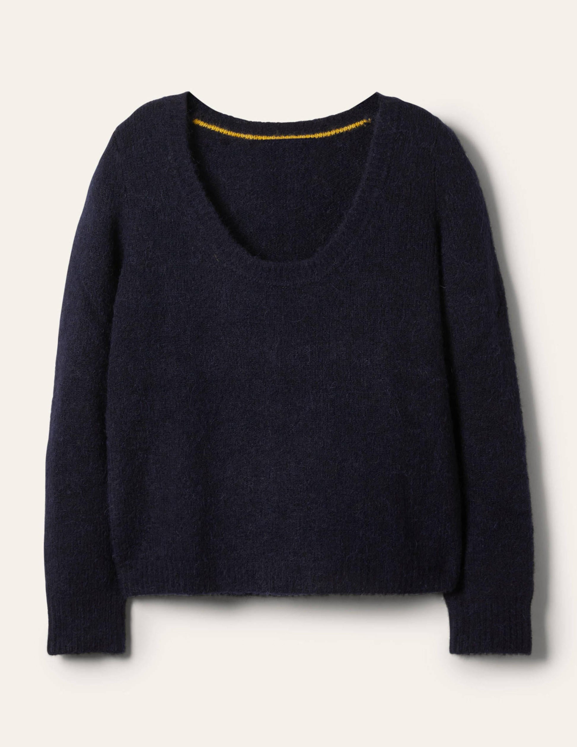 Scoop Neck Fluffy Jumper-Navy-5