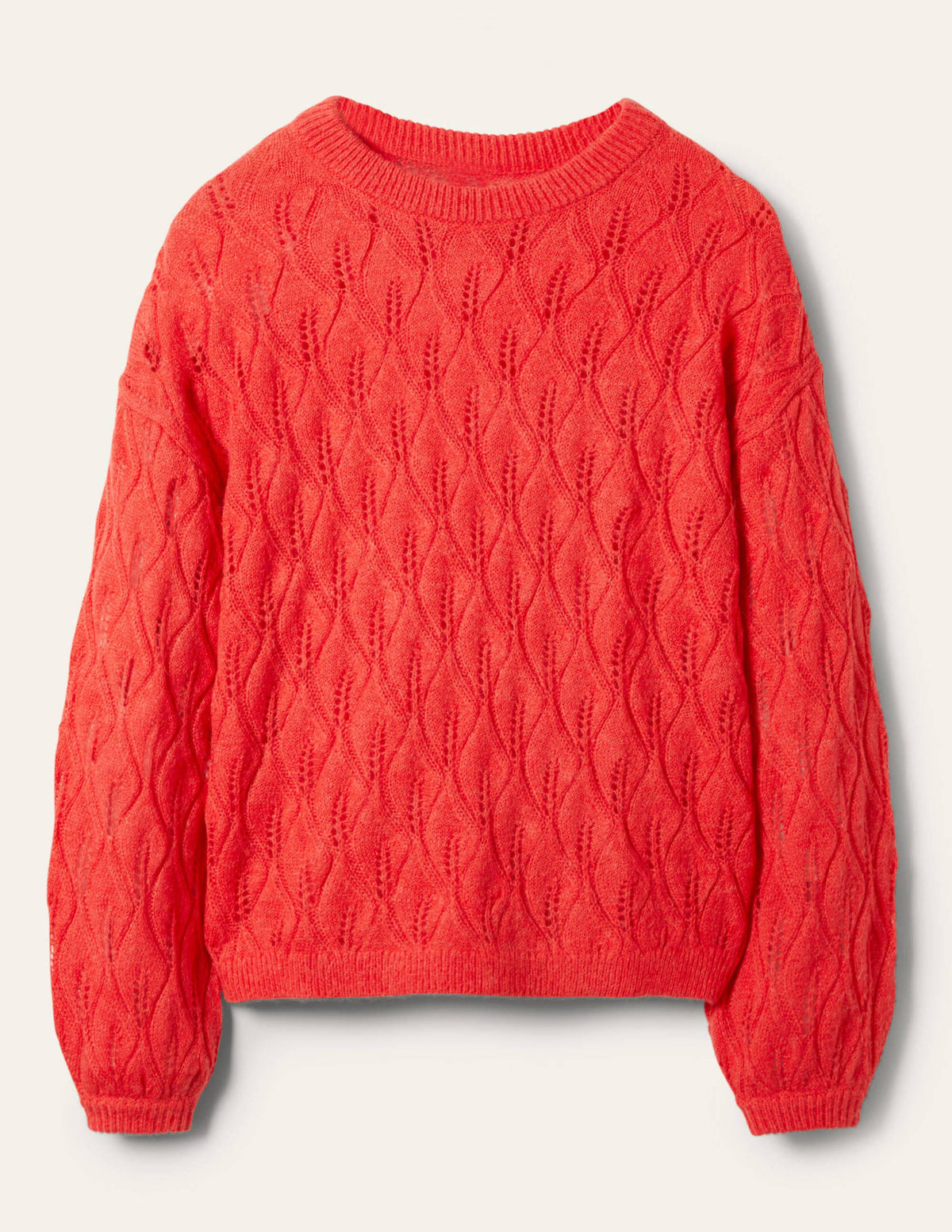 Pointelle Fluffy Jumper-Bright Coral - Image 6