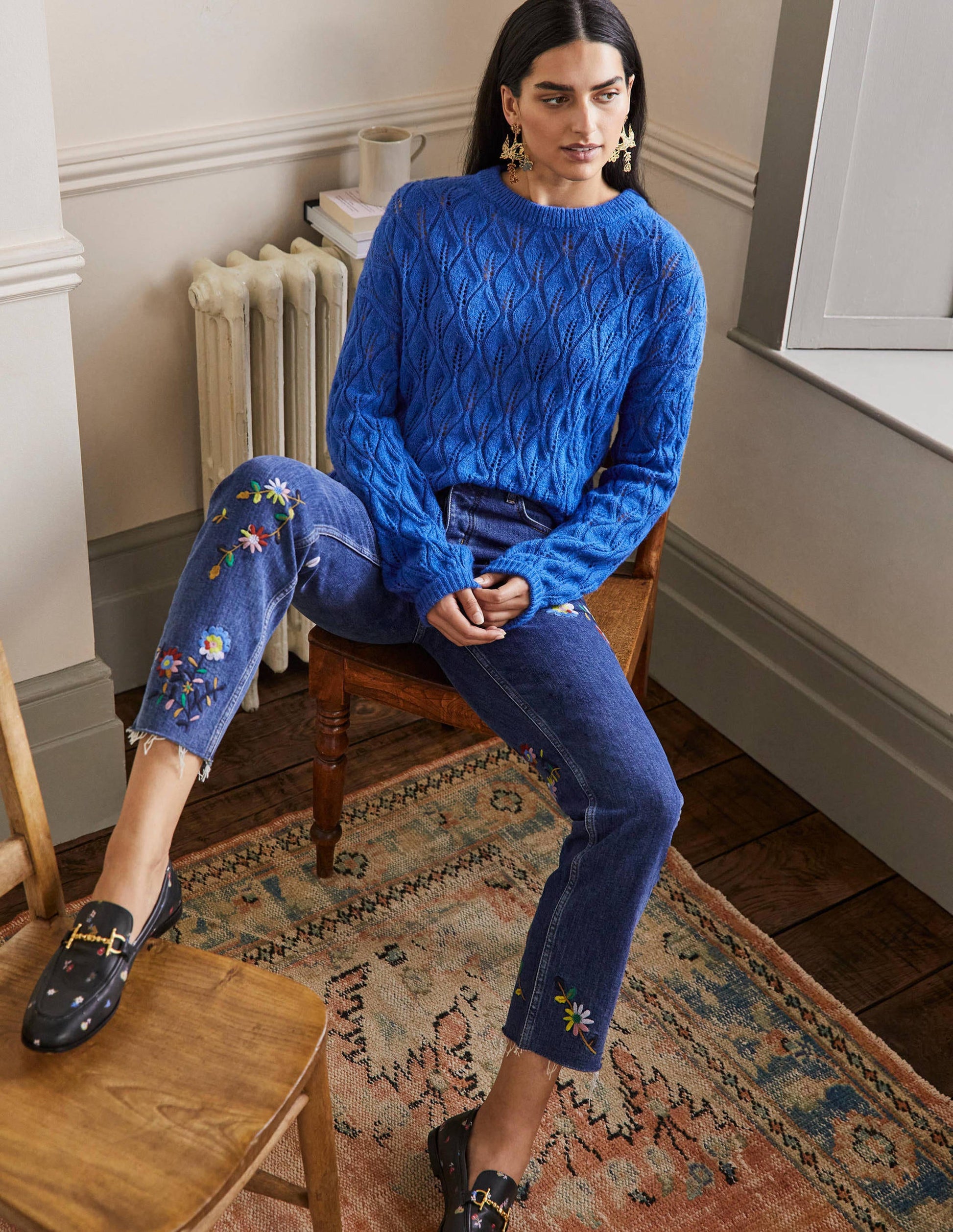 Pointelle Fluffy Jumper-Cobalt-4