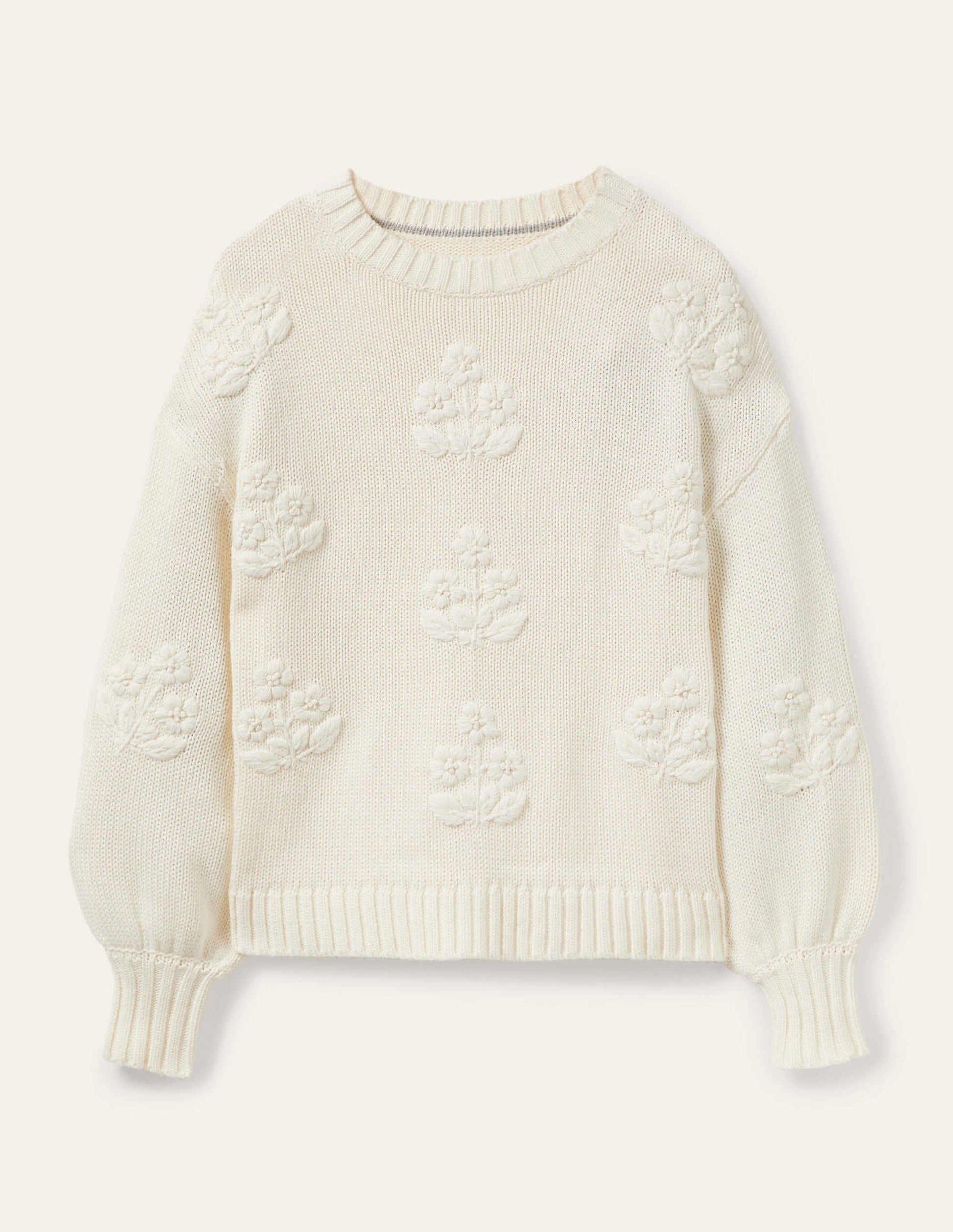 Embroidered Blouson Jumper-Ivory, Embroidery-6