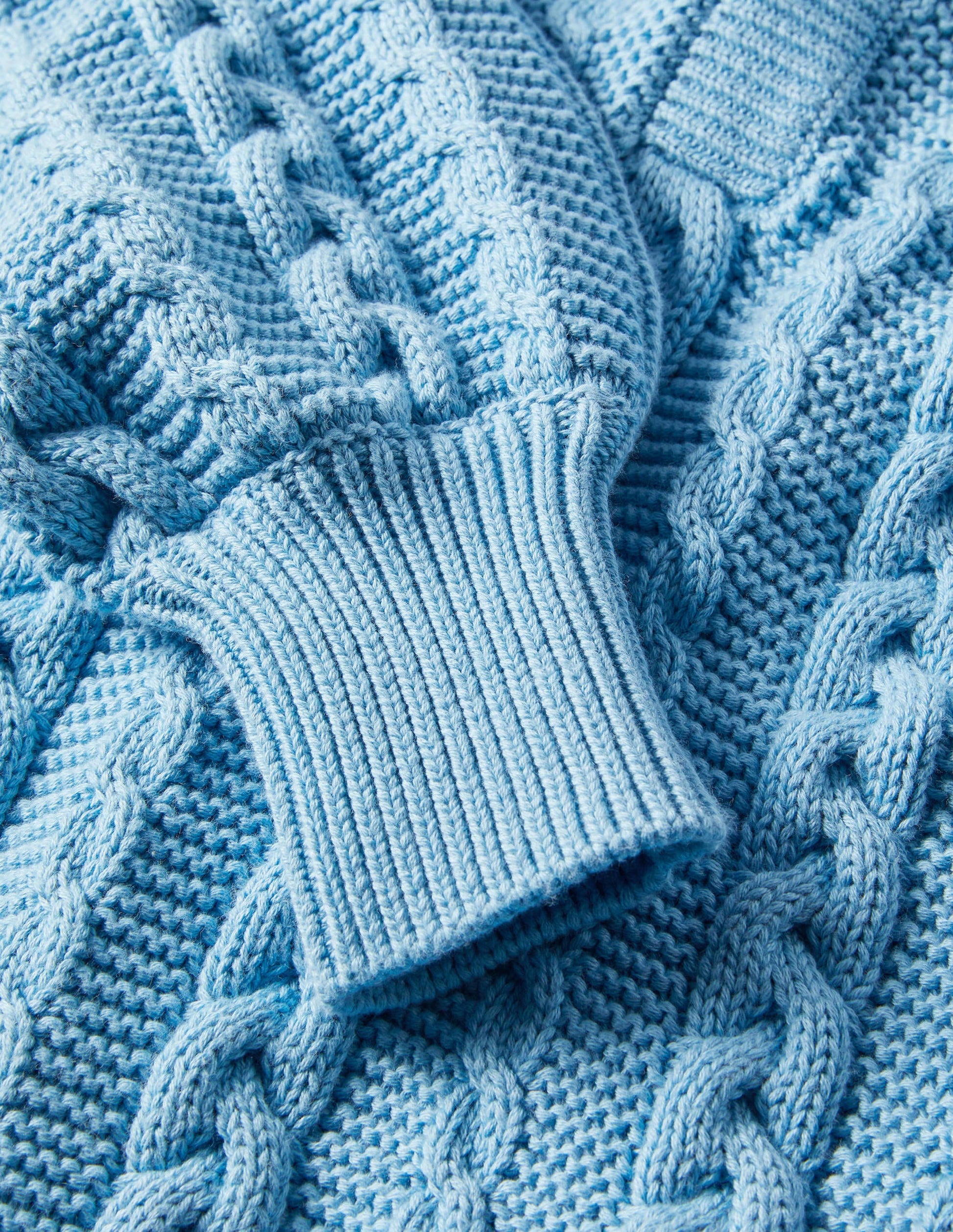 Cable Knit Henley Jumper-Grape Hyacinth-5