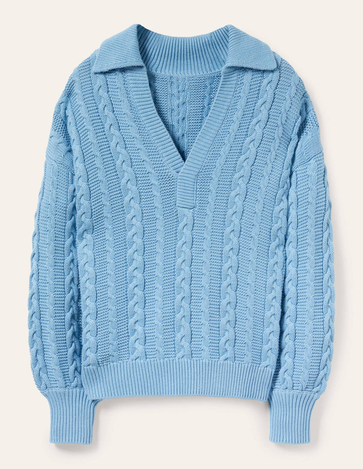 Cable Knit Henley Jumper-Grape Hyacinth-6