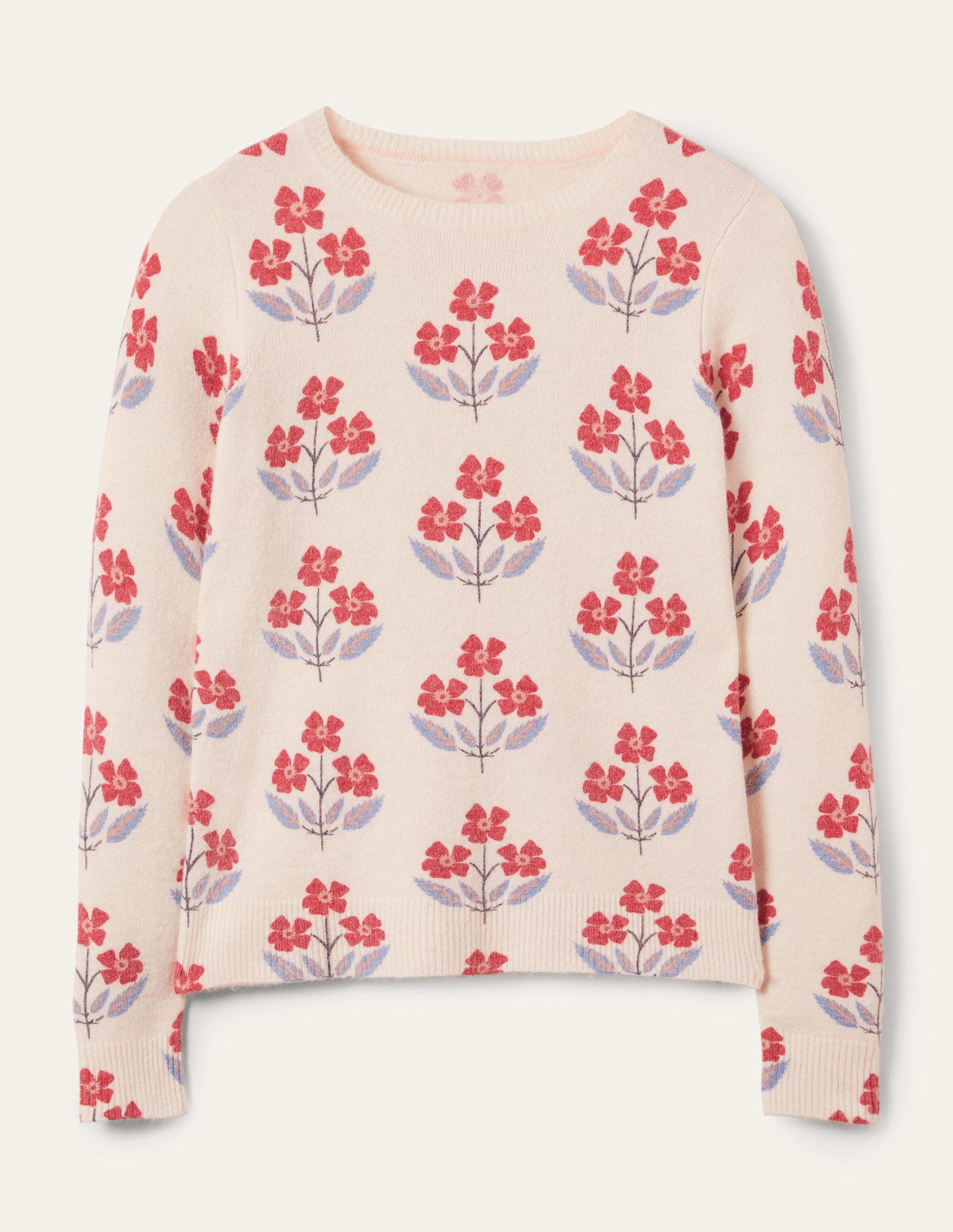 Printed Fluffy Jumper-Ivory, Blossoming Bud-6