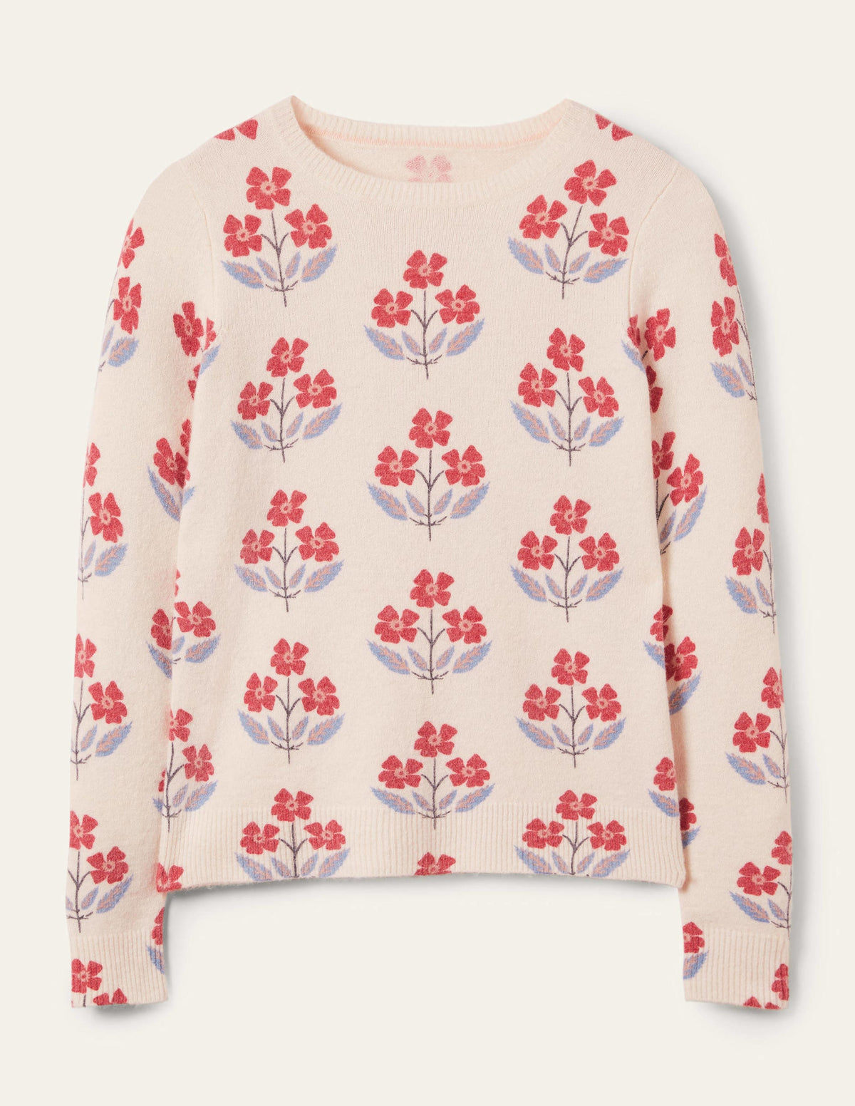 Printed Fluffy Jumper-Ivory, Blossoming Bud - Image 6