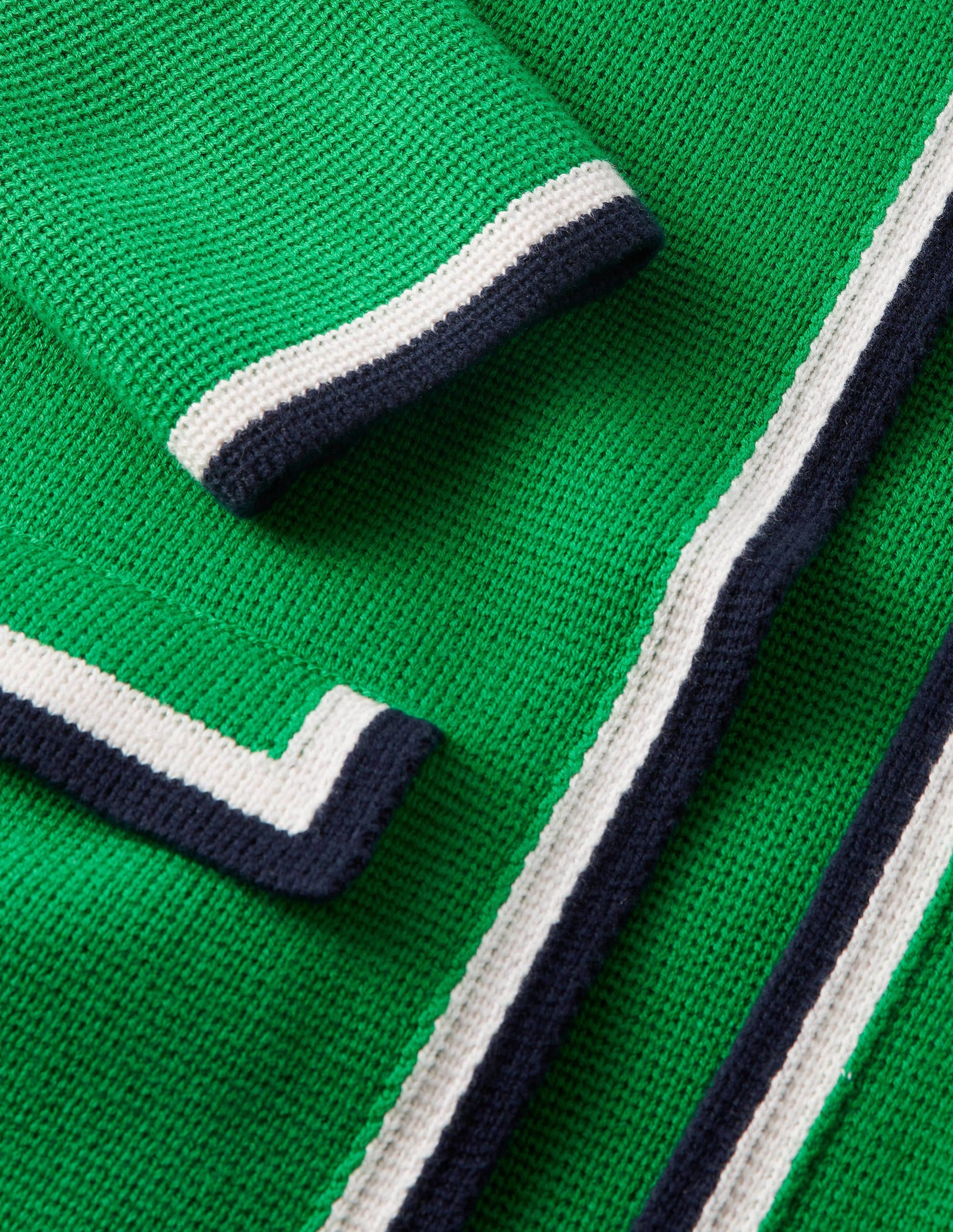 Stripe Trim Knitted Jacket-Highland Green-5