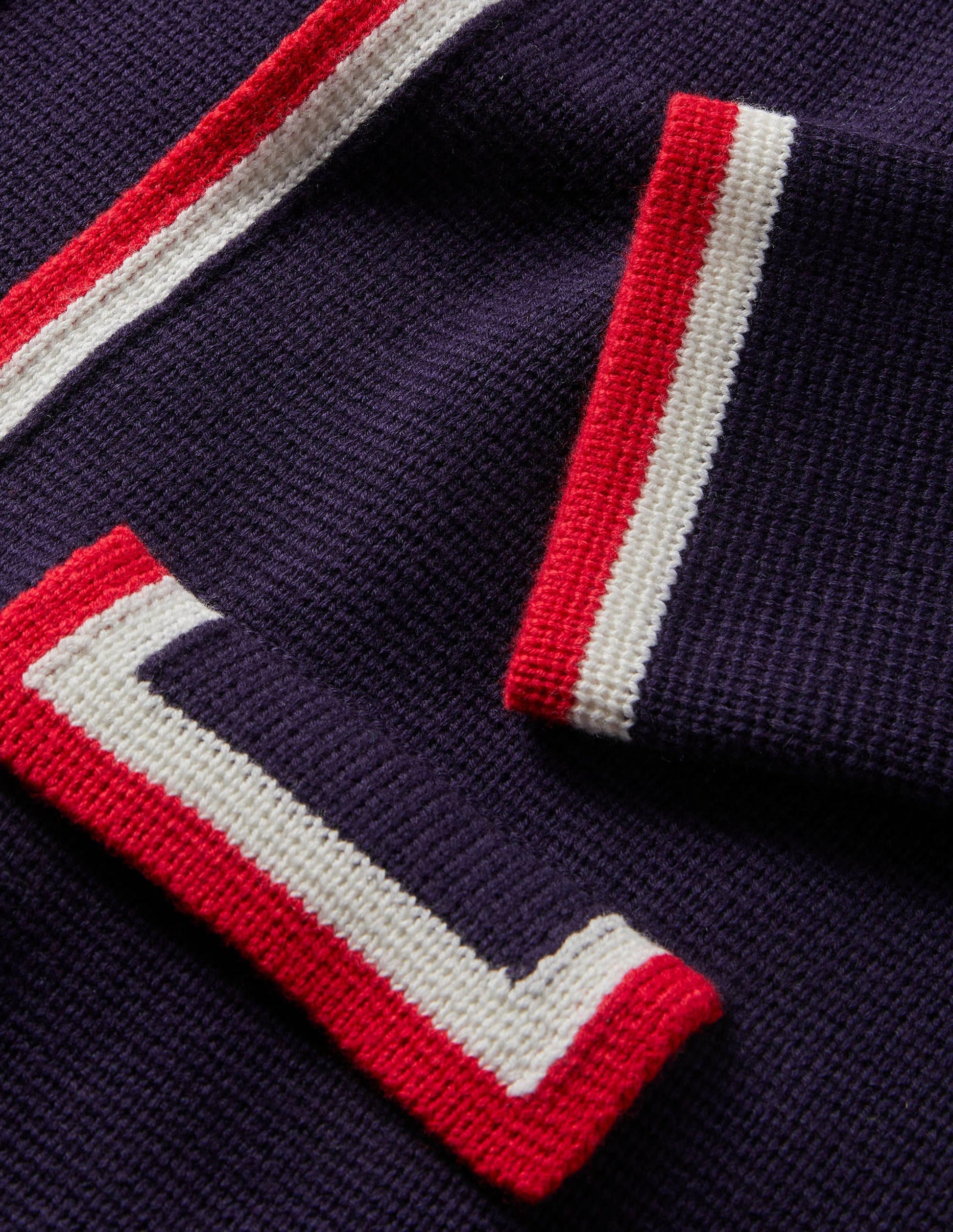 Stripe Trim Knitted Jacket-Navy-5