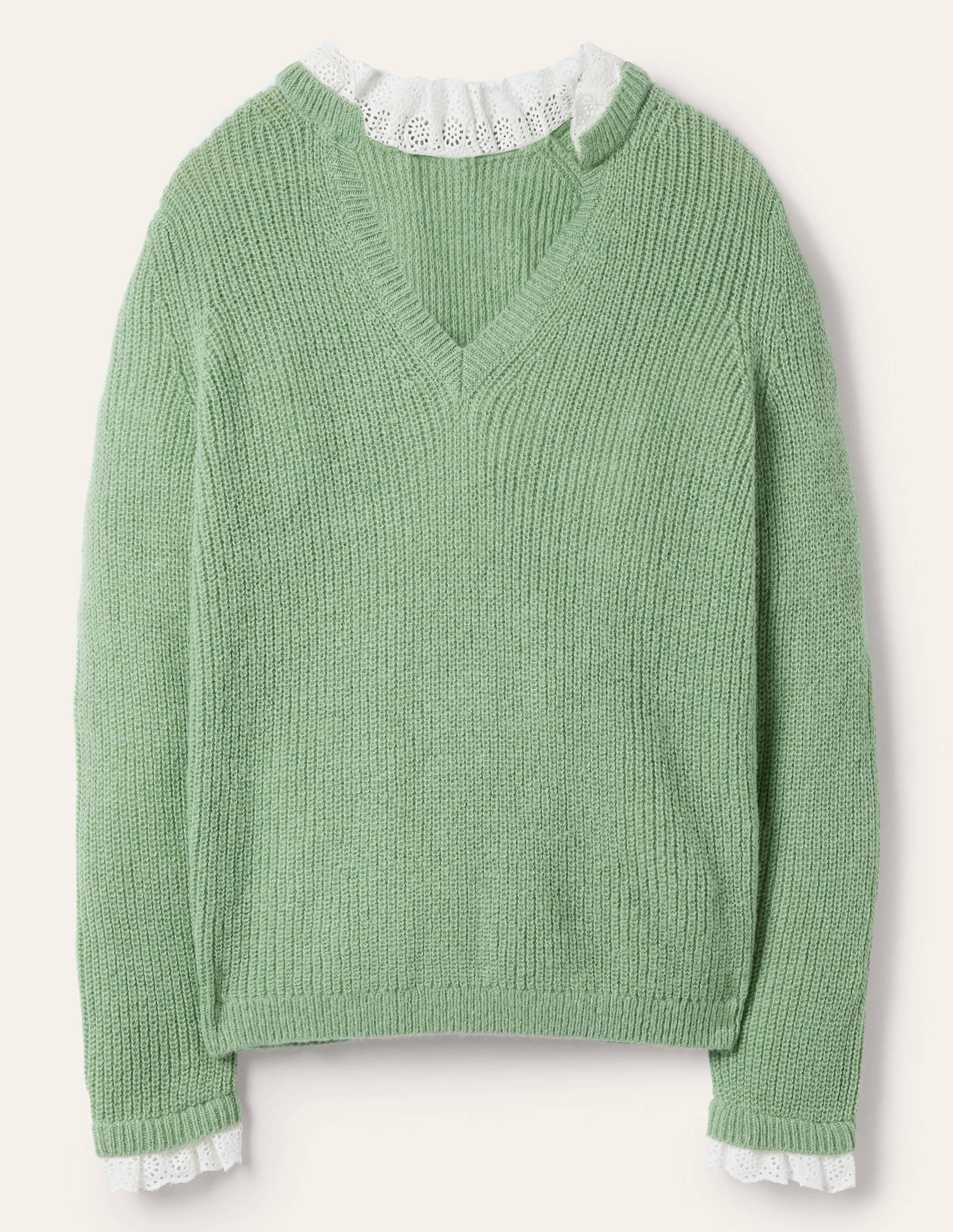 Fluffy Ribbed Mix Jumper-Basil - Image 6