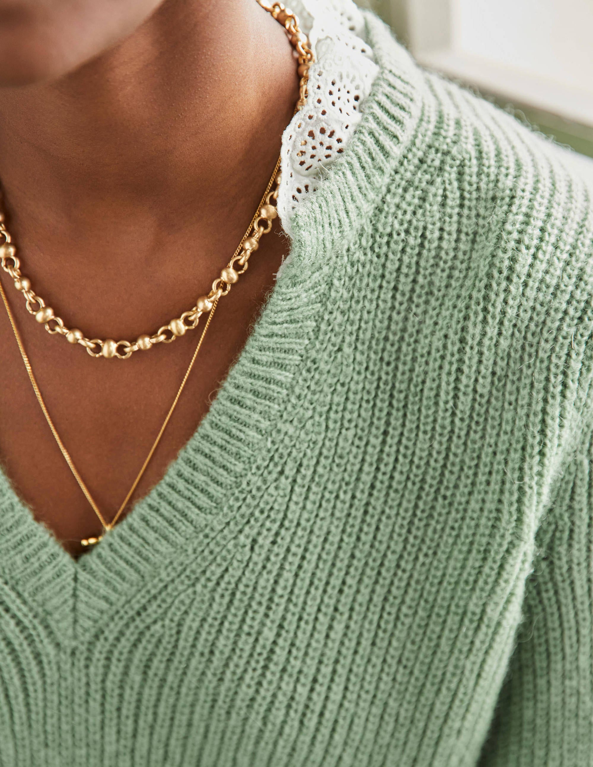 Fluffy Ribbed Mix Jumper-Basil - Image 2