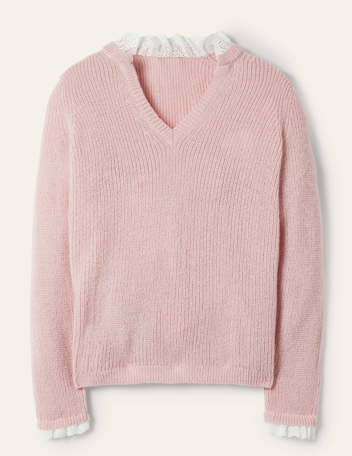 Fluffy Ribbed Mix Jumper-Milkshake
