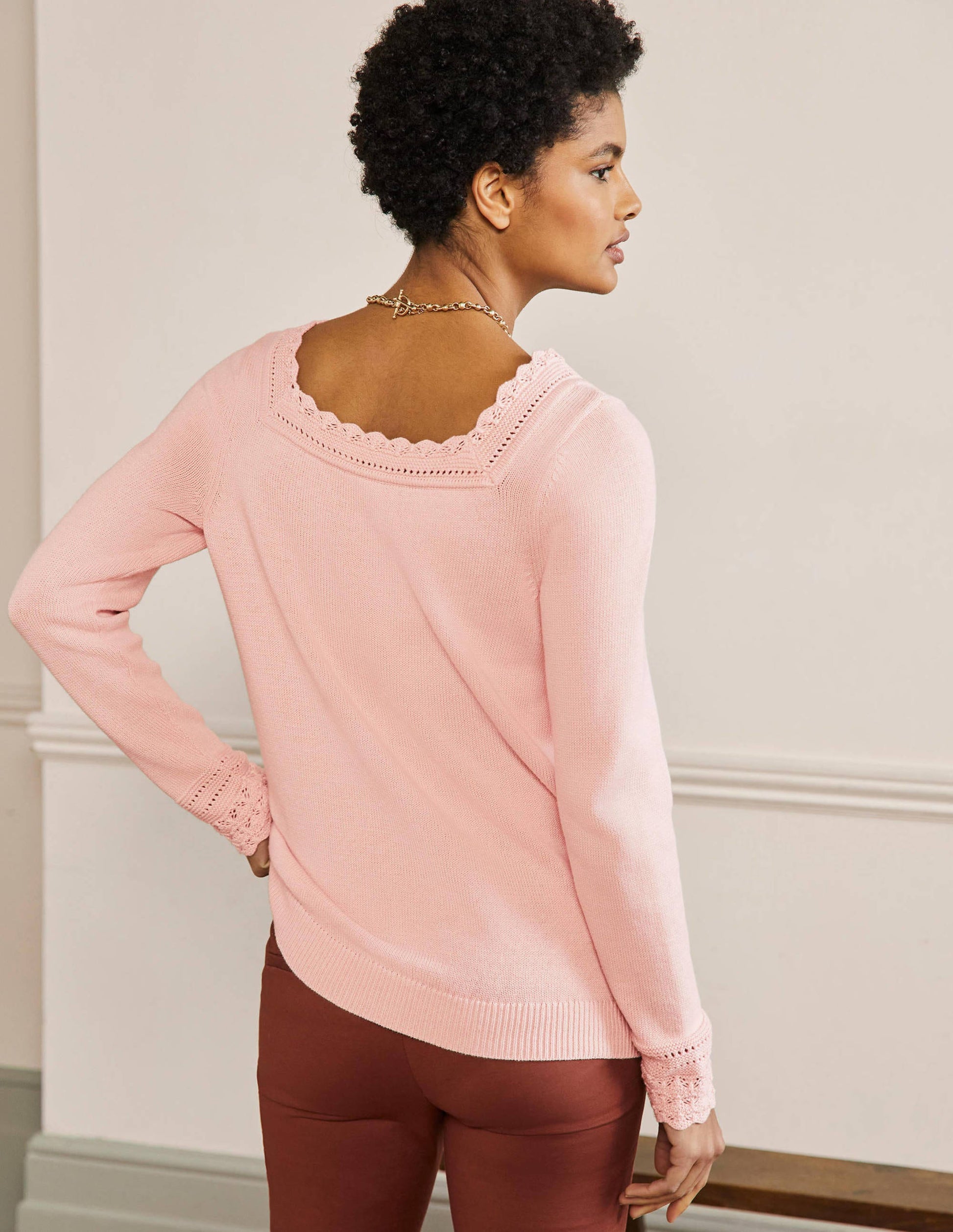 Scallop Crochet Trim Jumper-Milkshake-3