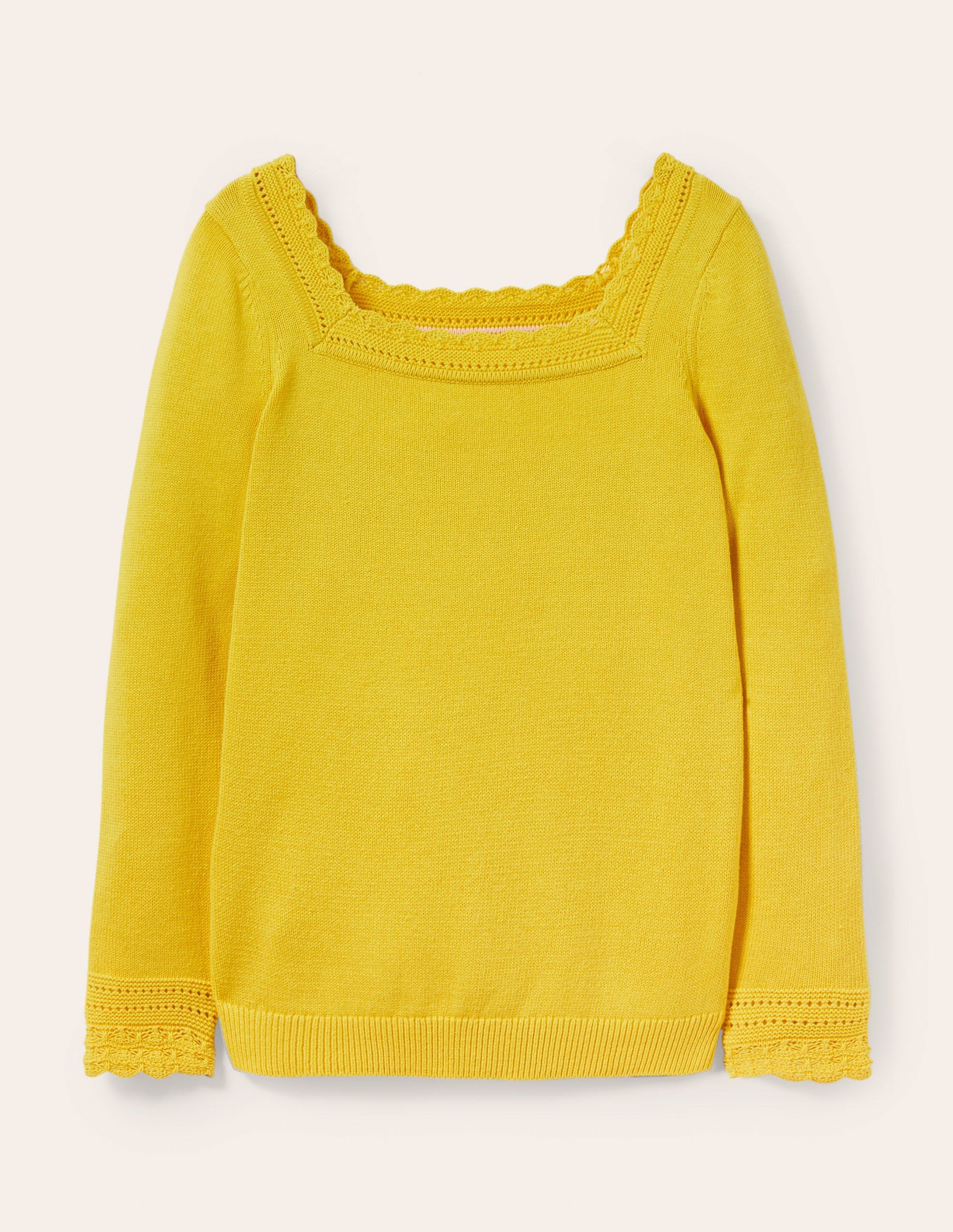 Scallop Crochet Trim Jumper-Lemon Fizz-6