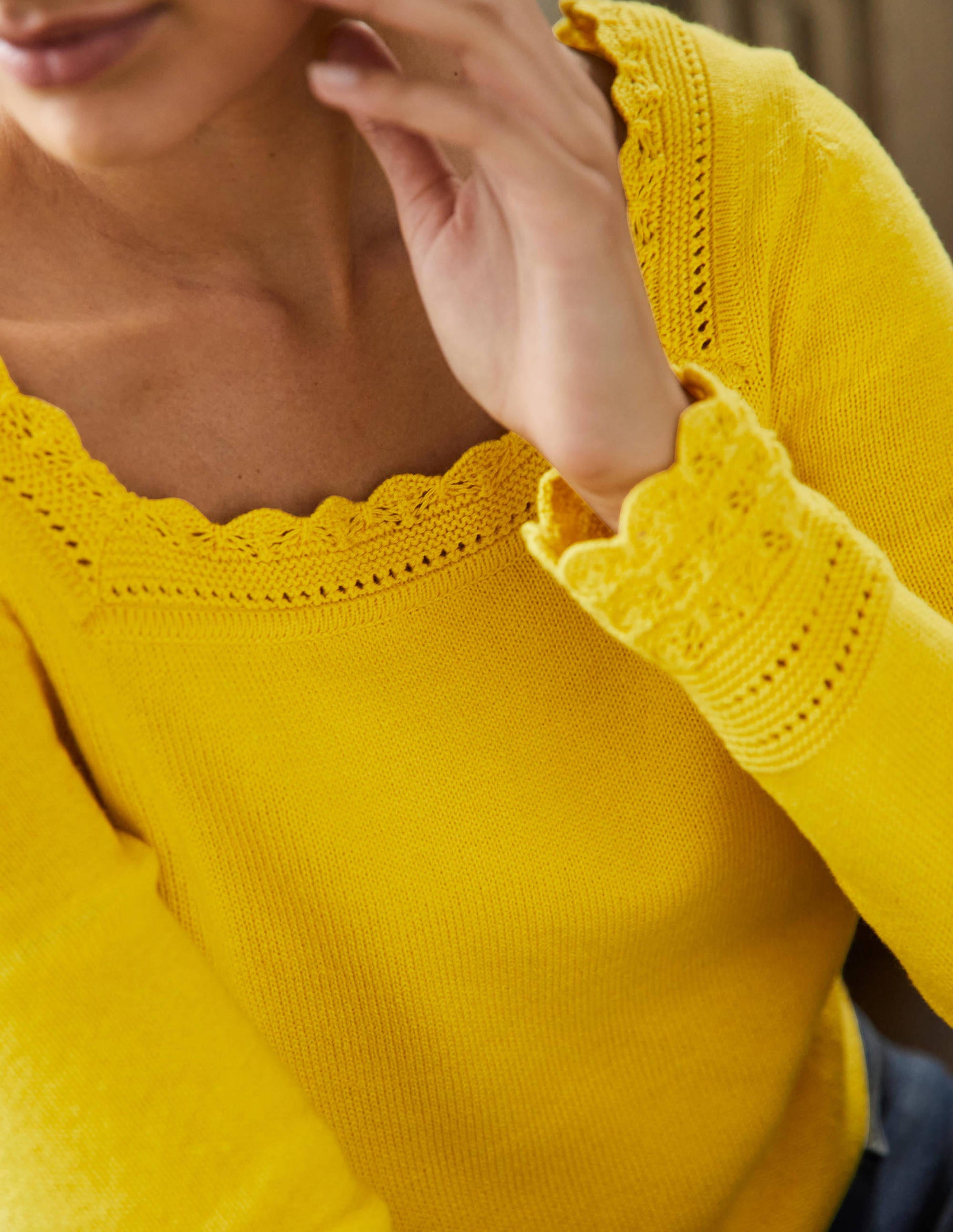 Scallop Crochet Trim Jumper-Lemon Fizz - Image 2