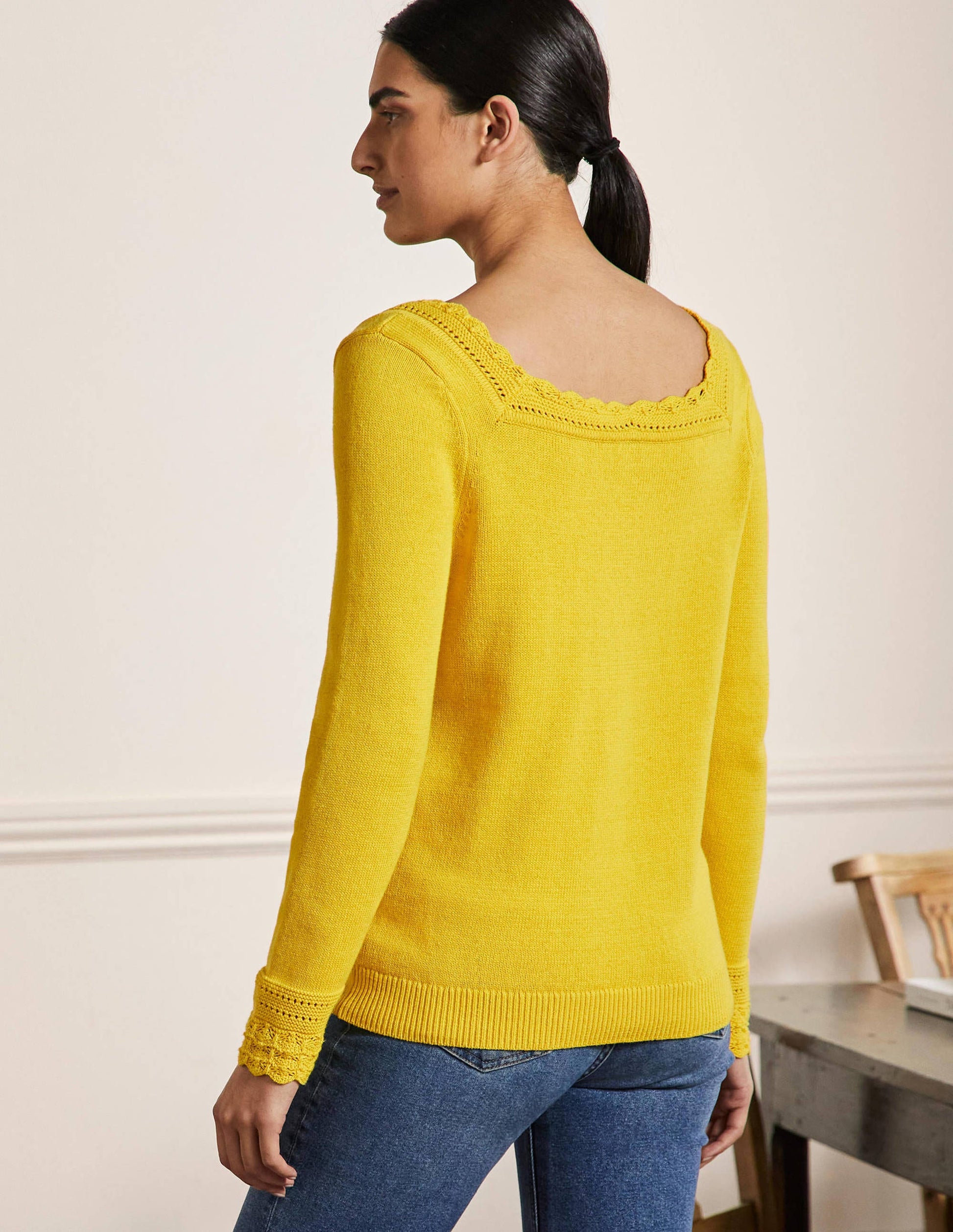 Scallop Crochet Trim Jumper-Lemon Fizz-3
