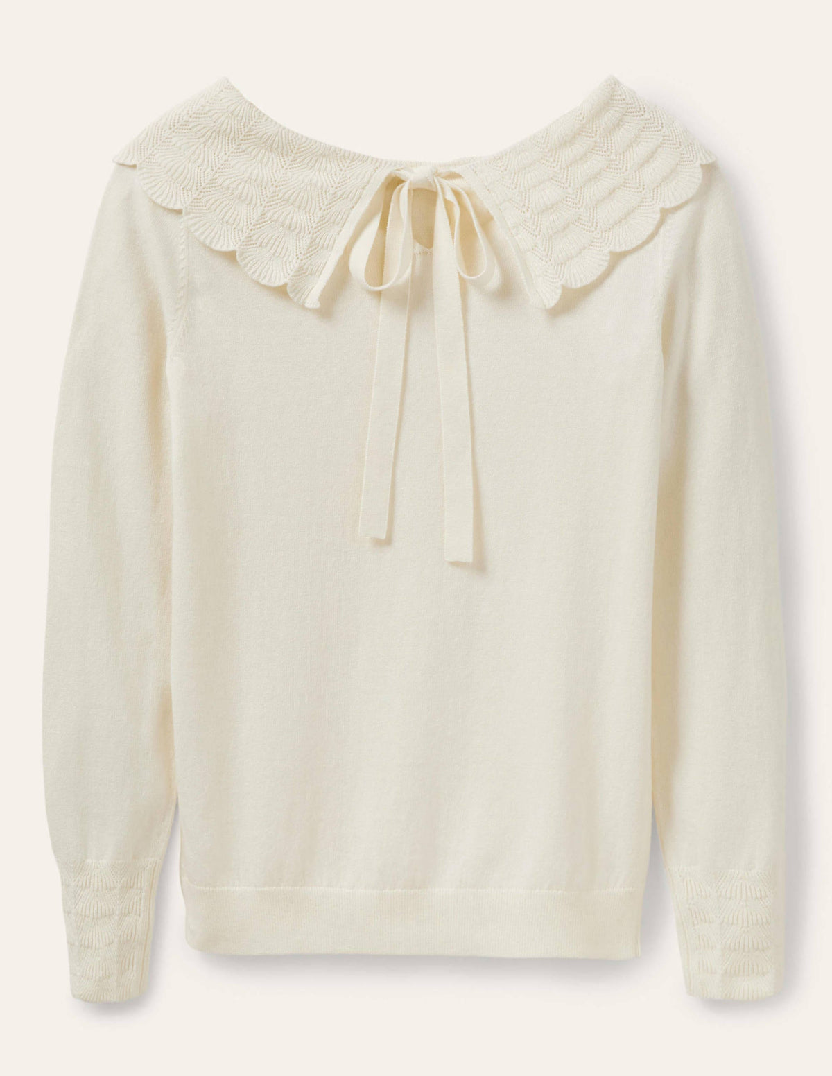 Tie Back Collar Jumper-Ivory-6