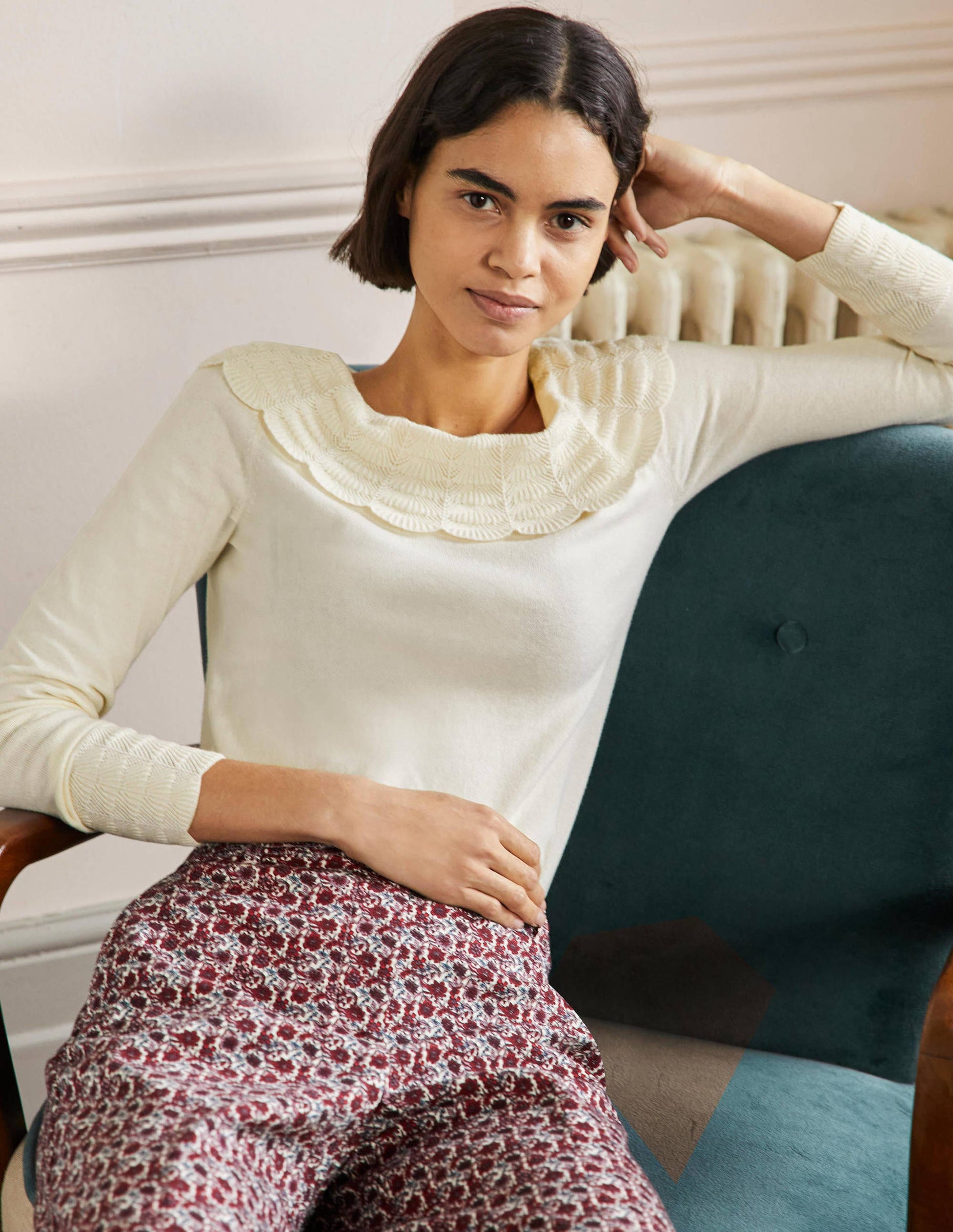 Tie Back Collar Jumper-Ivory-1