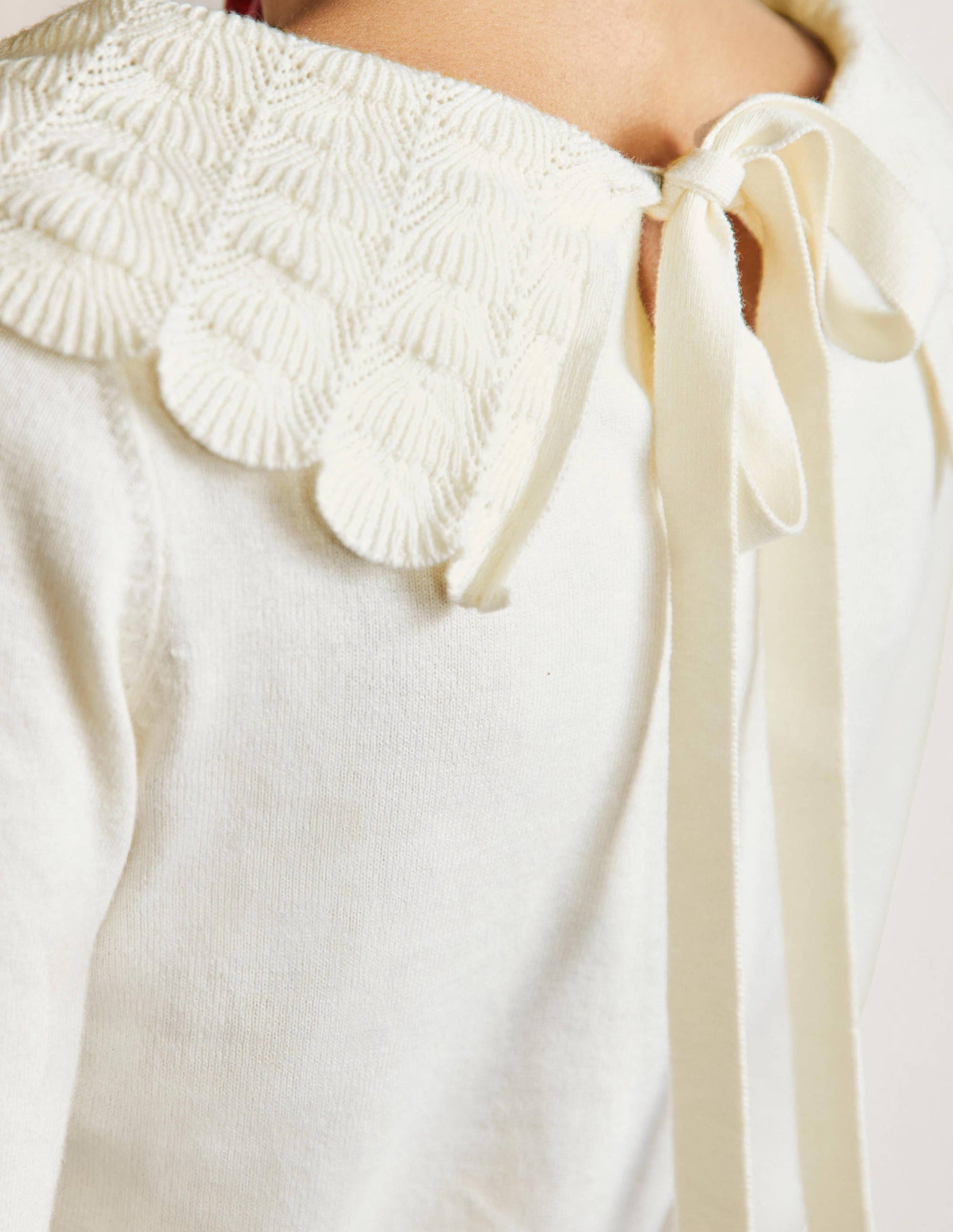 Tie Back Collar Jumper-Ivory-2