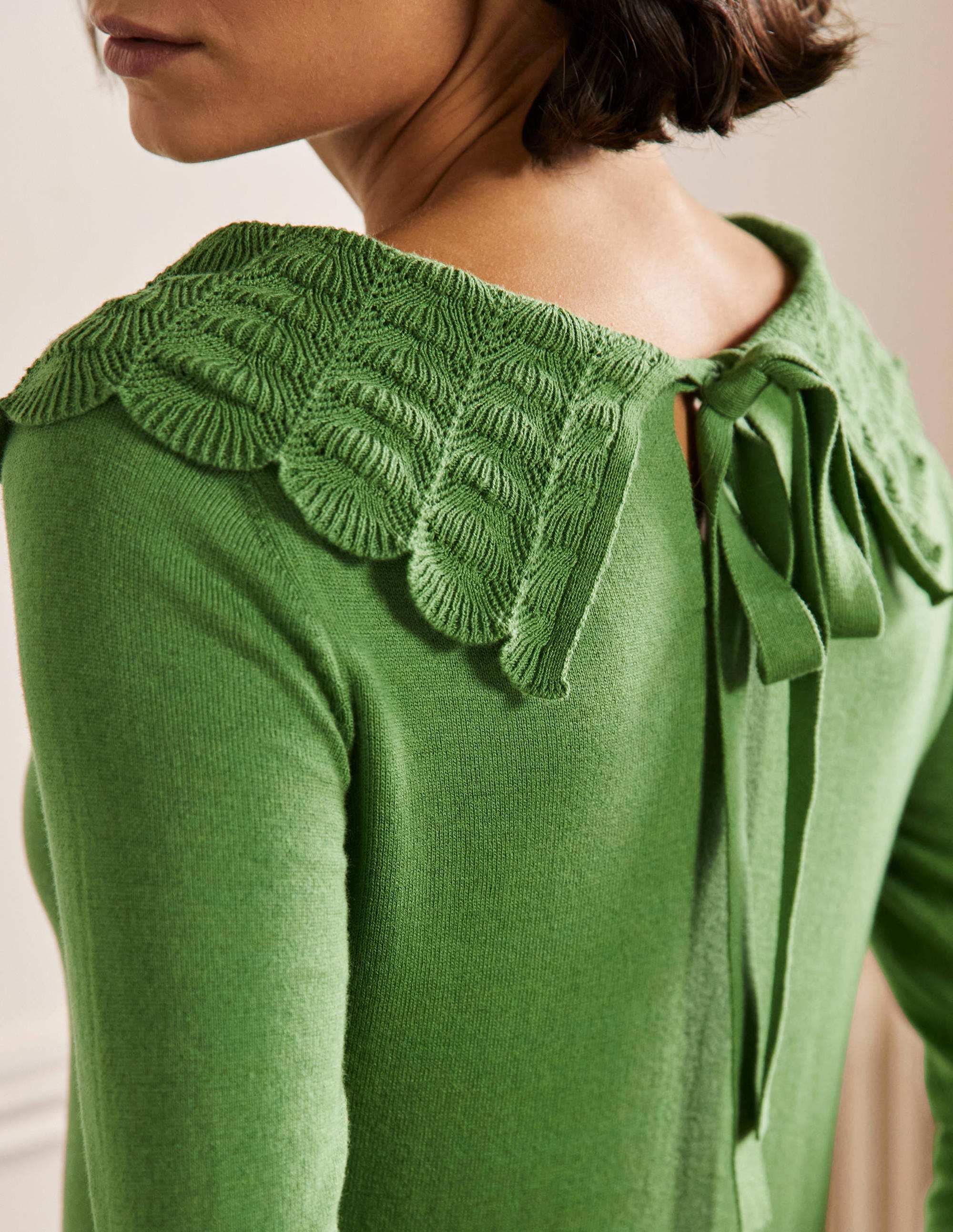 Tie Back Collar Jumper-English Ivy - Image 2