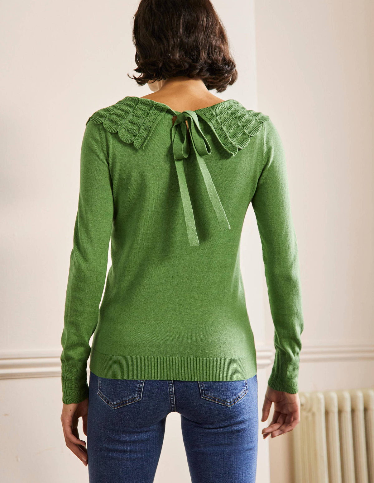 Tie Back Collar Jumper-English Ivy - Image 3