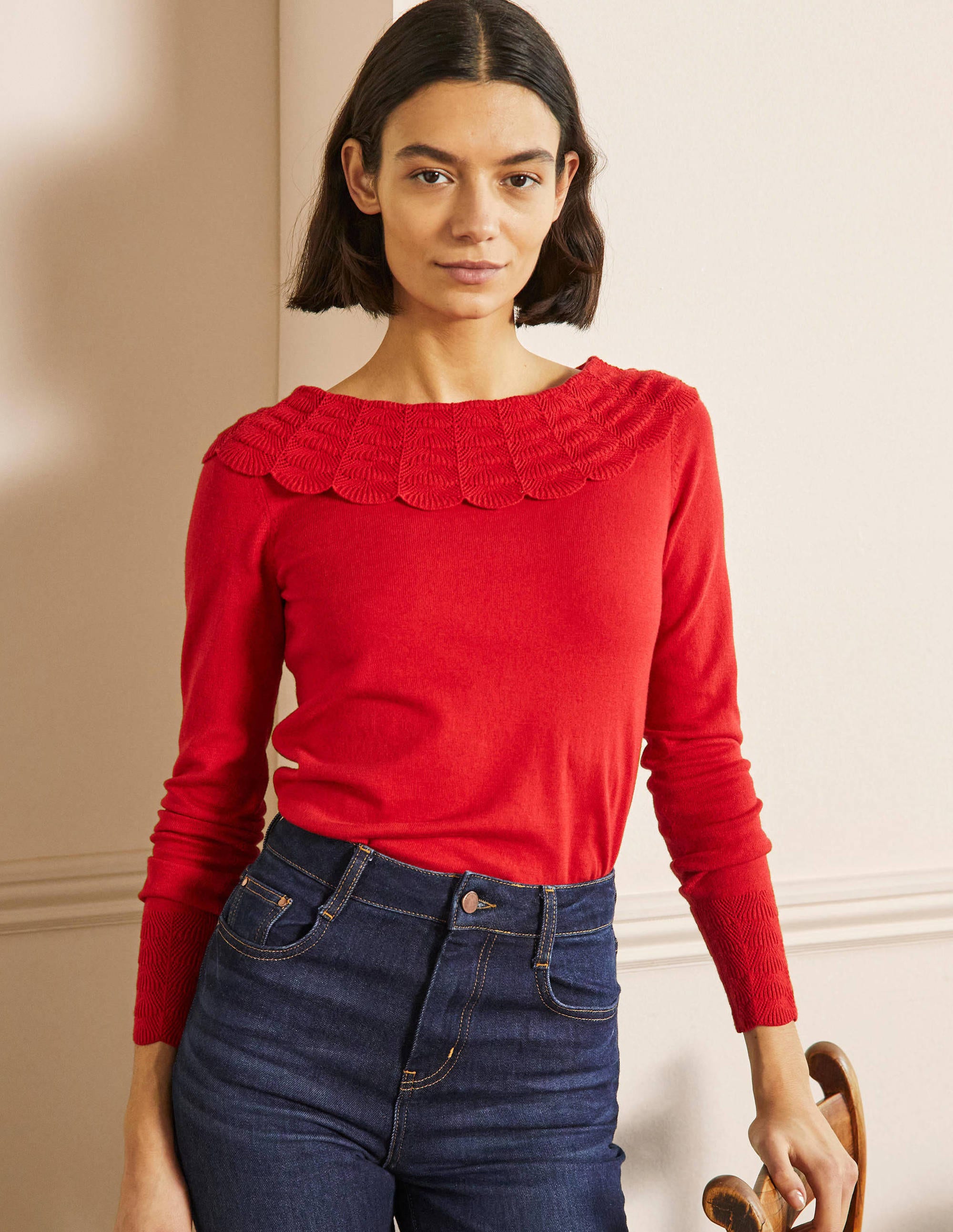Tie Back Collar Jumper-Red - Image 4