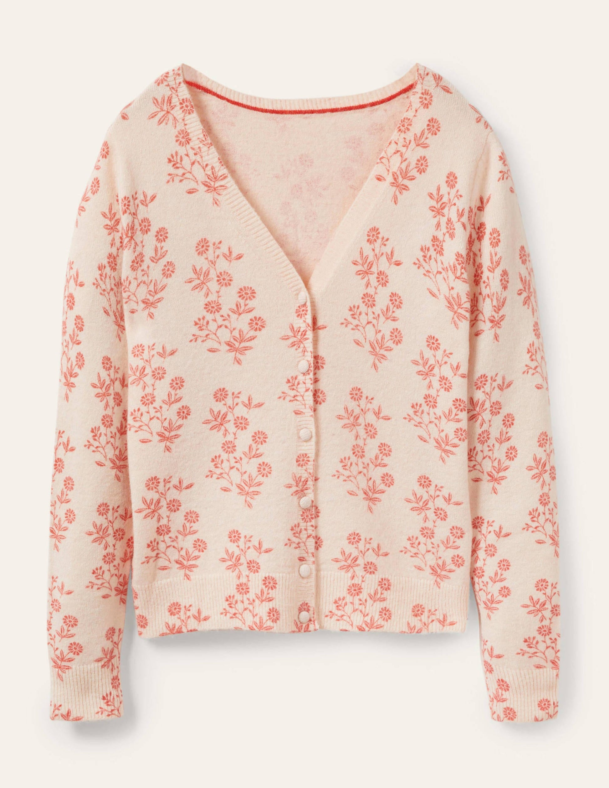 Anita Printed Fluffy Cardigan-Milkshake, Leafy Cluster-6