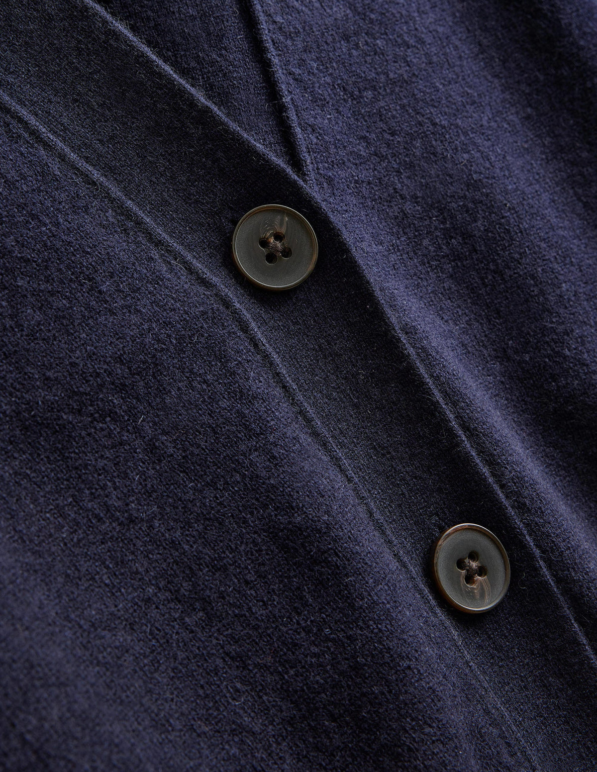 Cropped Cashmere V Cardigan-Navy - Image 8