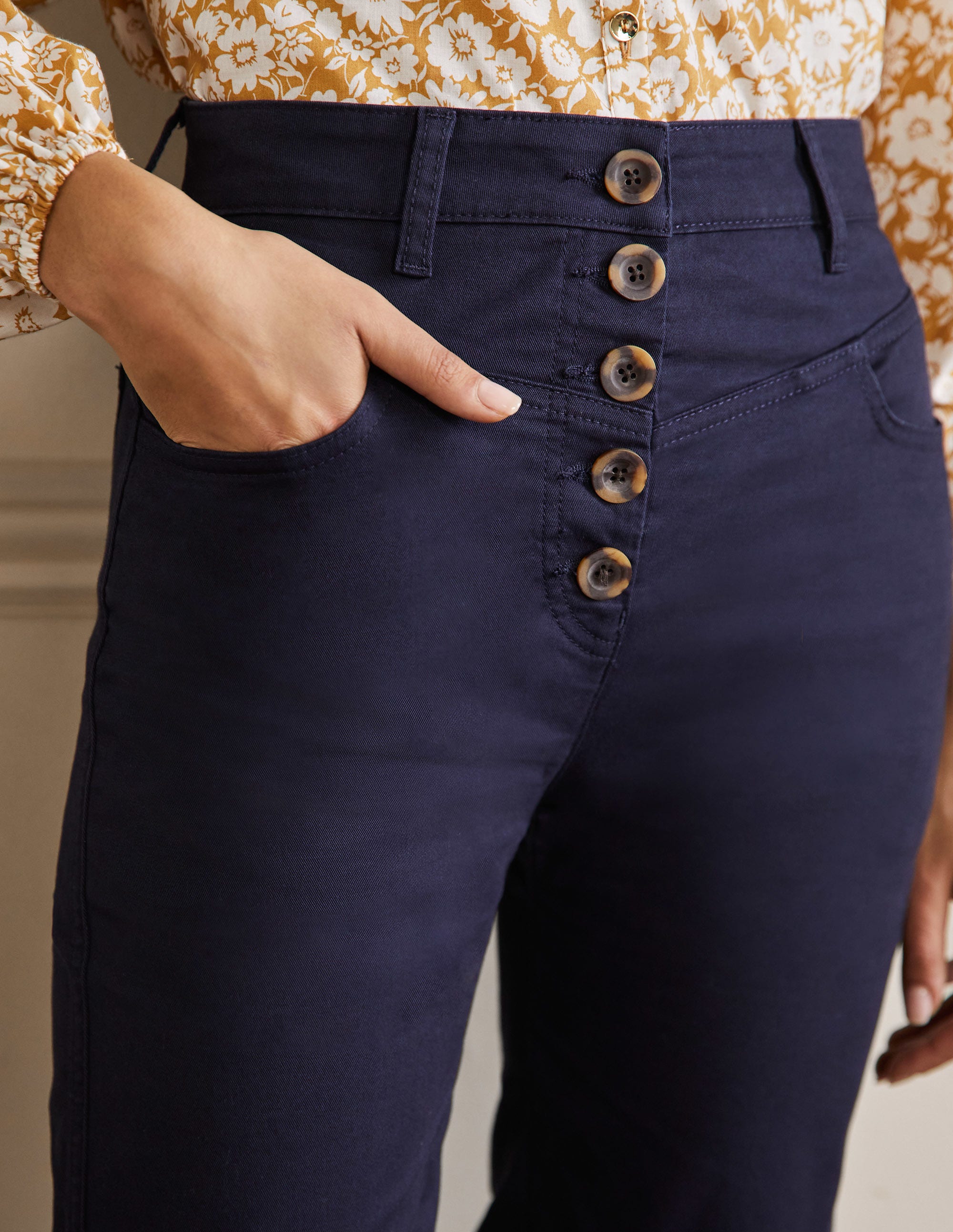 Tapered Chino Trousers-Navy - Image 2