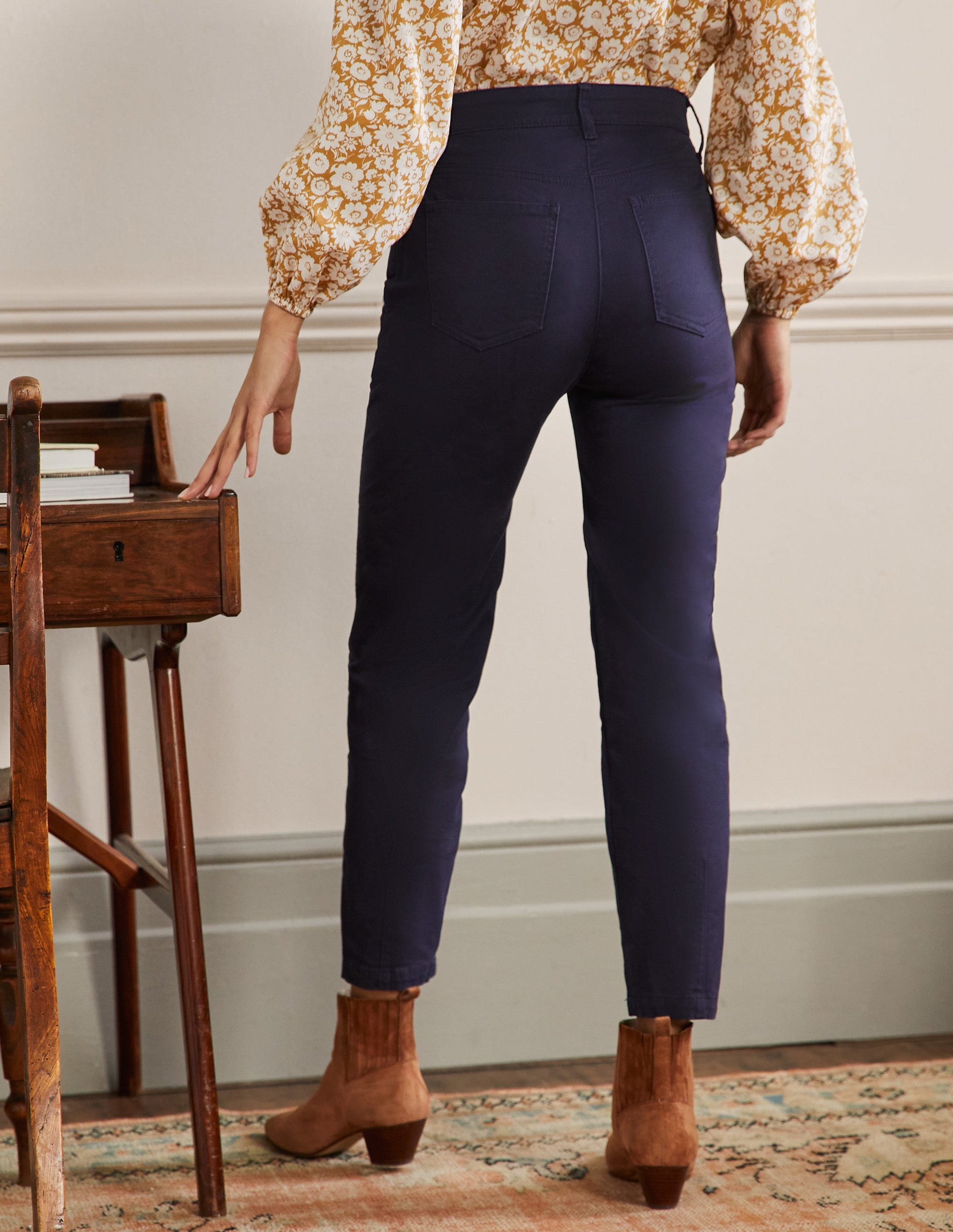 Tapered Chino Trousers-Navy-3