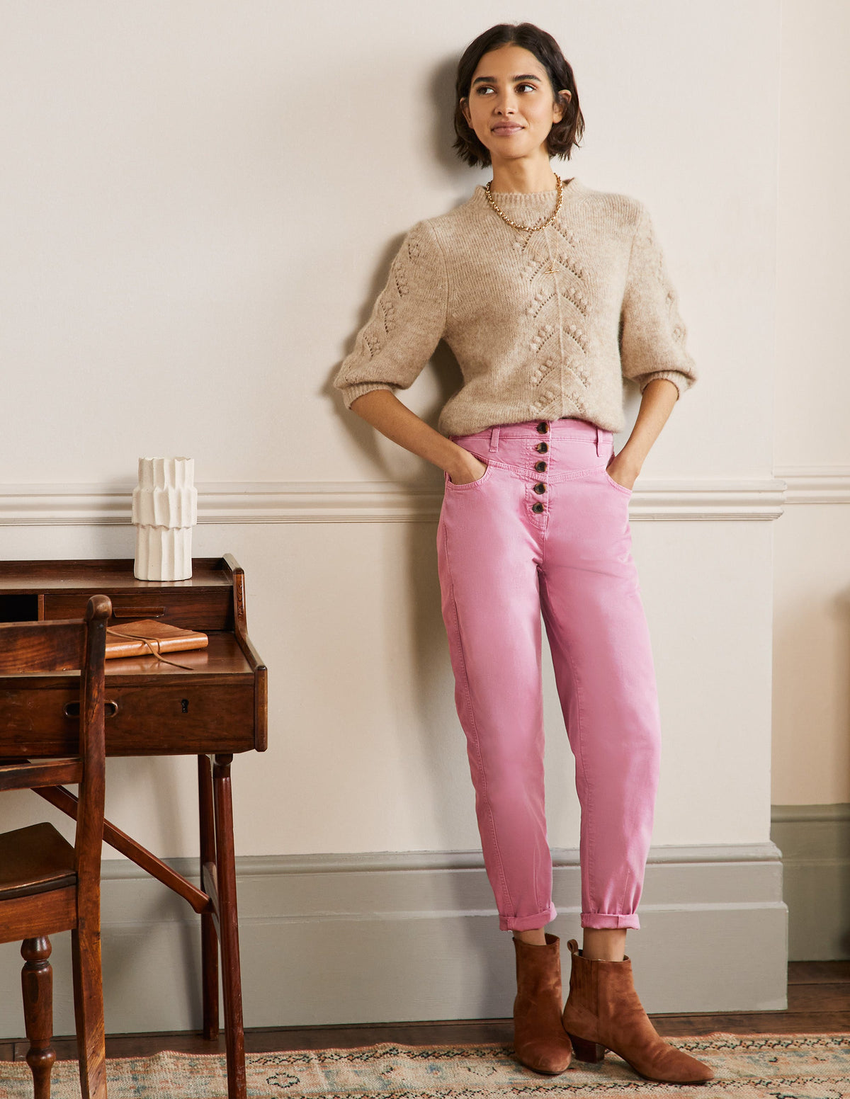 Tapered Chino Trousers-Cherry Smoothie-1