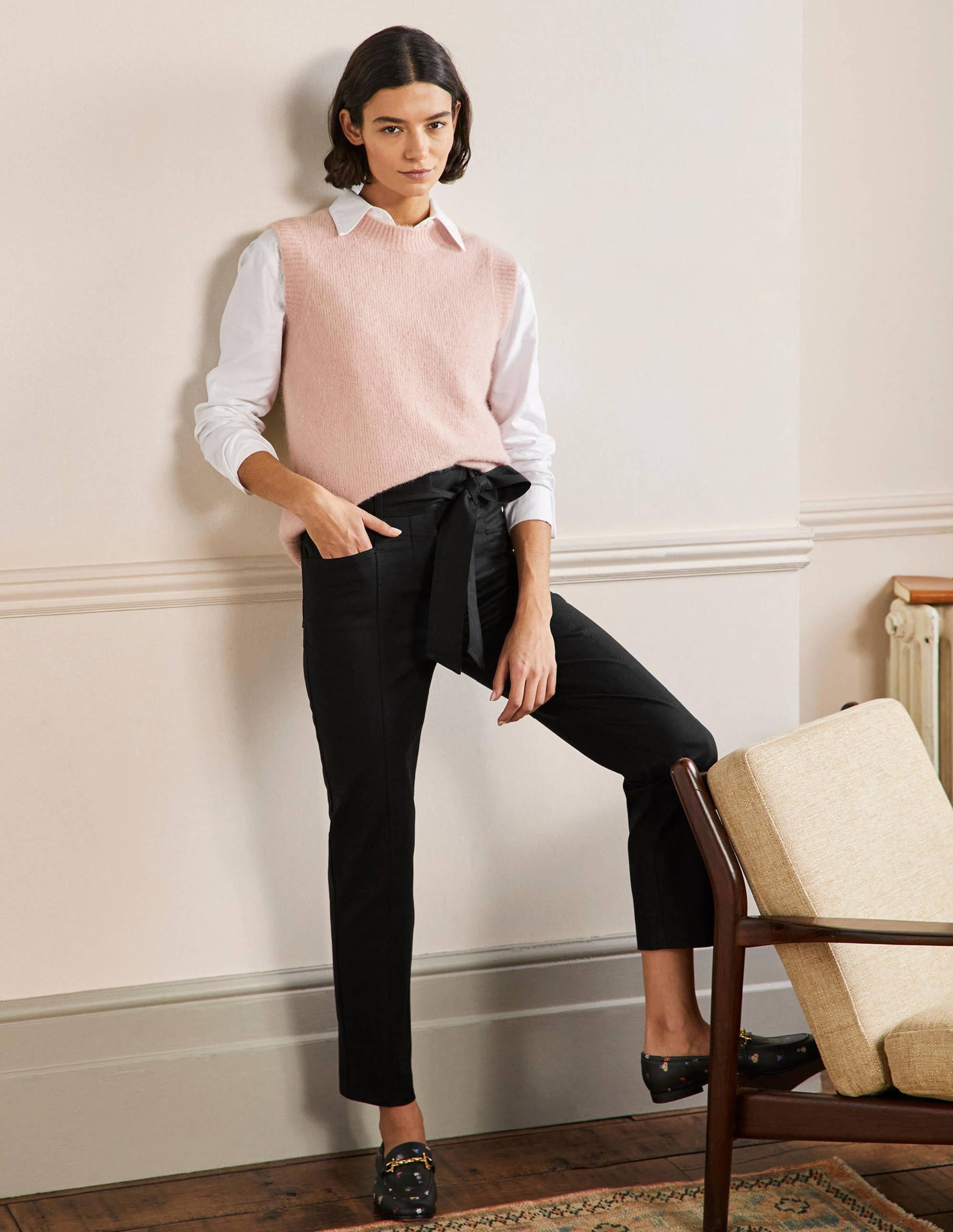 Tailored Tie Waist Trouser-Black-1