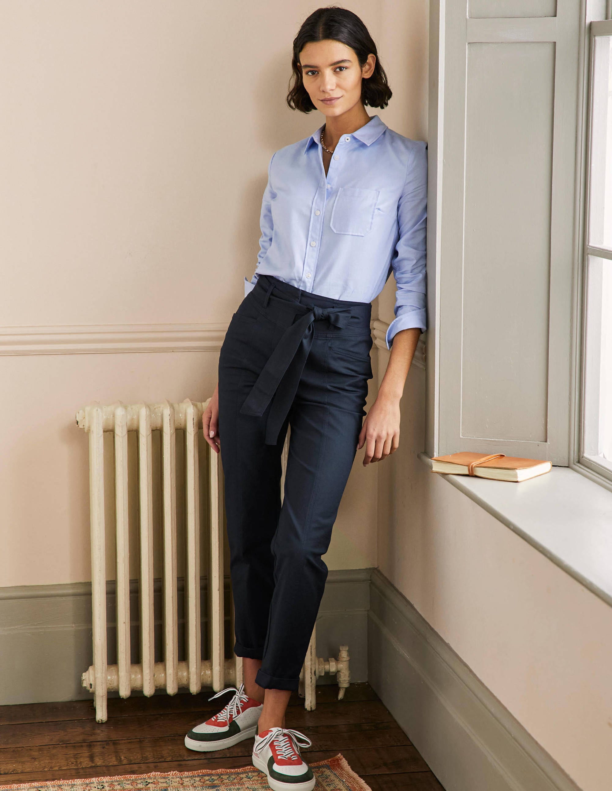 Tailored Tie Waist Trouser-Navy - Image 1