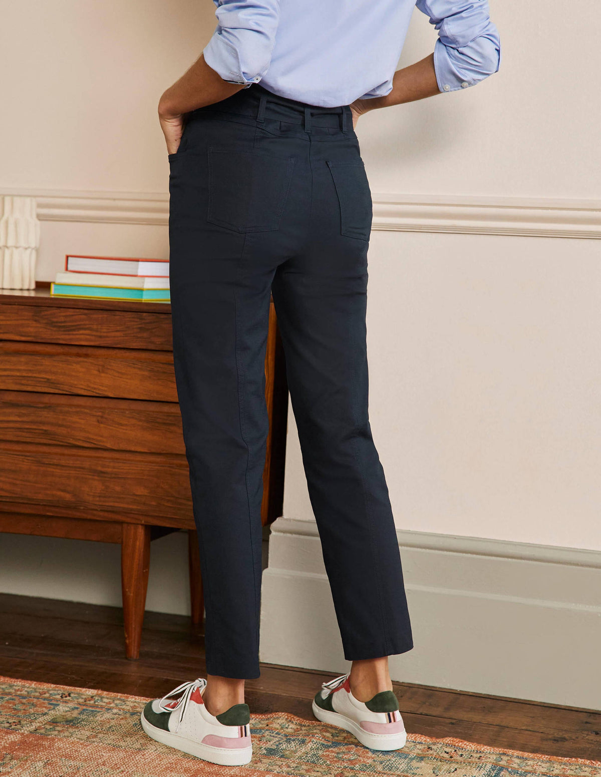 Tailored Tie Waist Trouser-Navy - Image 3
