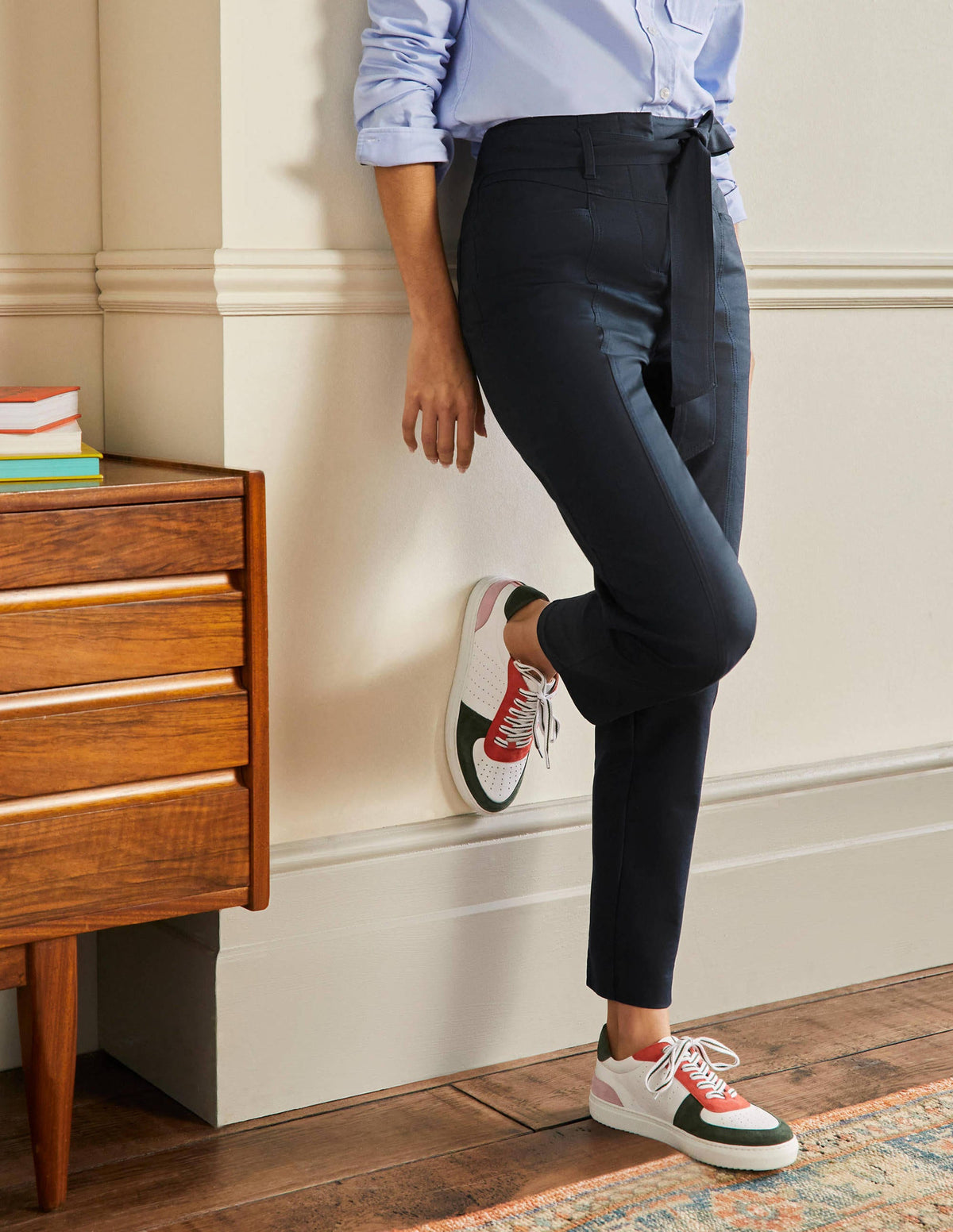 Tailored Tie Waist Trouser-Navy - Image 4