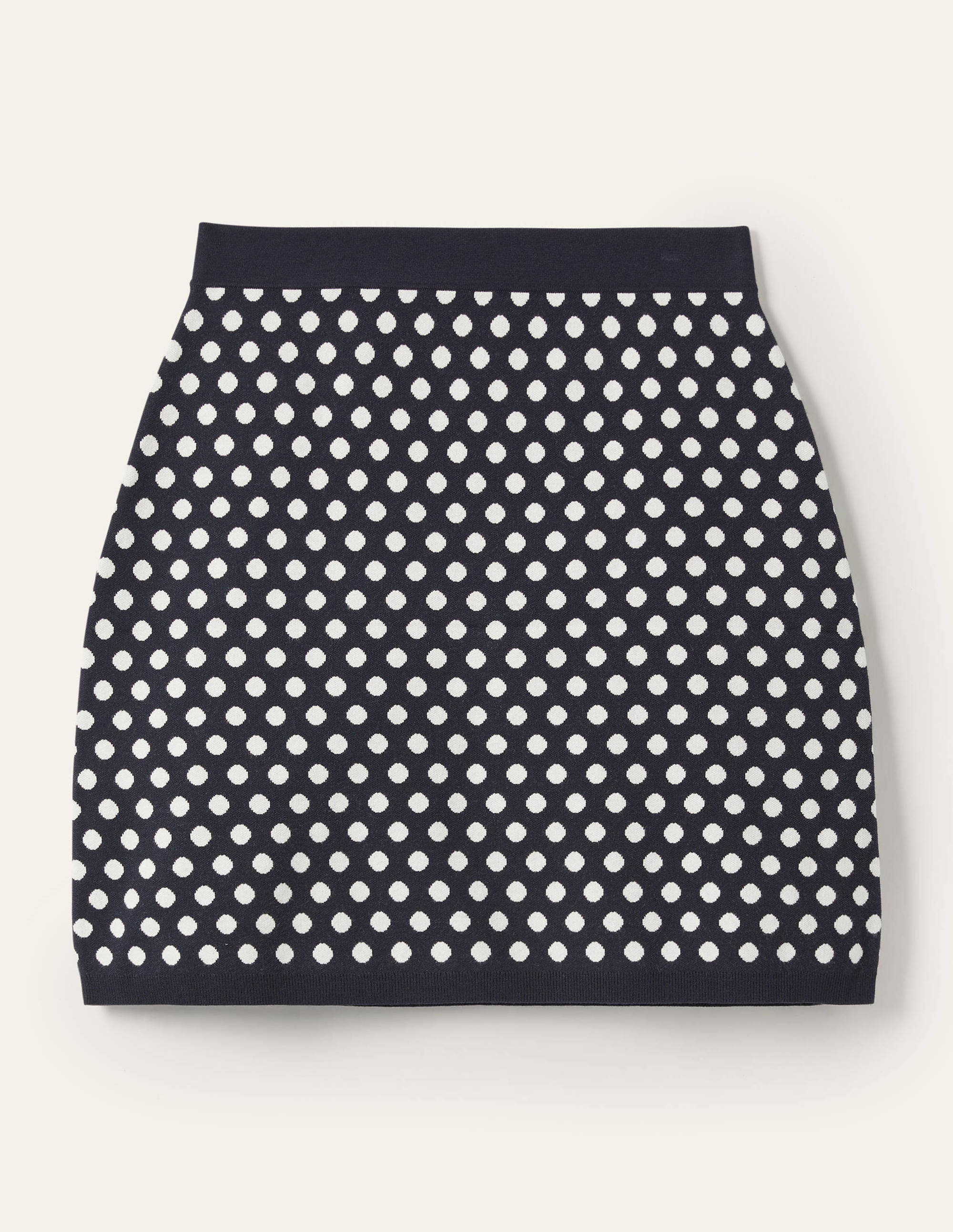 Cleo Knitted Mini Skirt-Navy, Ivory Spot - Image 5