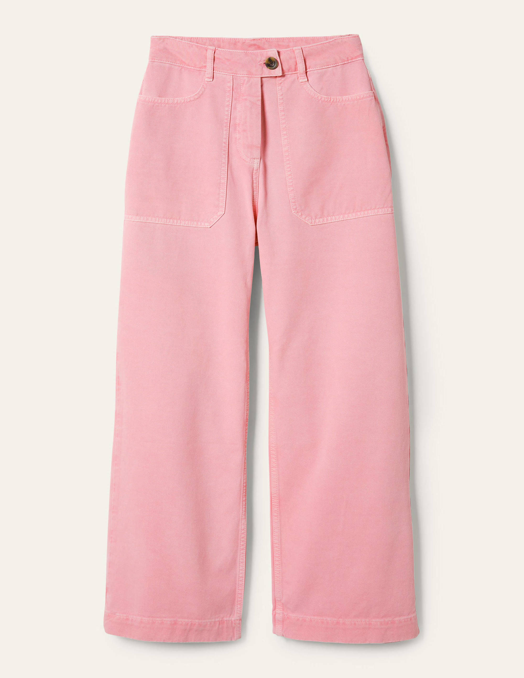 Wide Leg Cotton Twill Trousers-Cameo Pink - Image 5