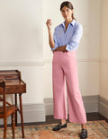 Wide Leg Cotton Twill Trousers-Cameo Pink