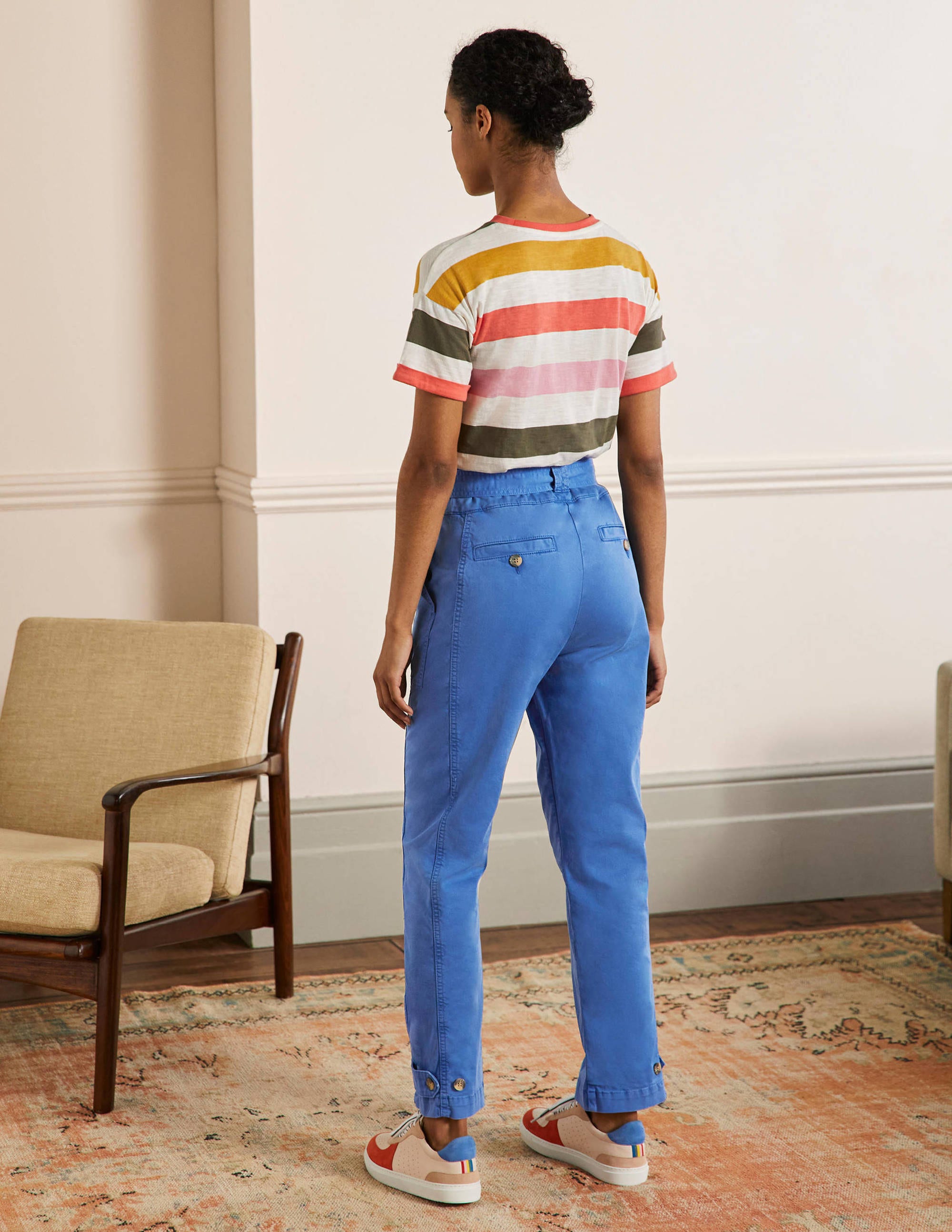 Belted Chino Trousers-Atlantic Ocean Blue - Image 3