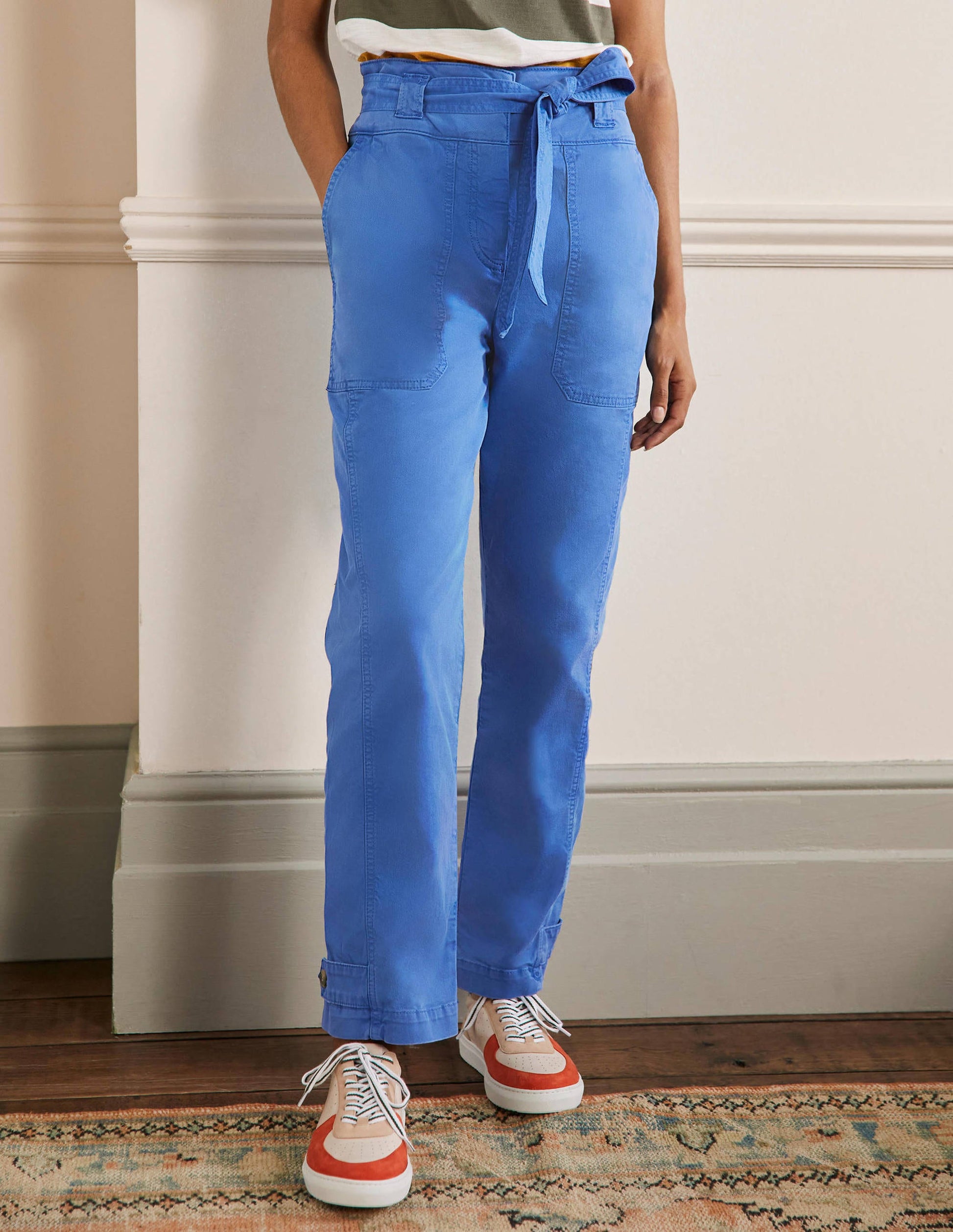 Belted Chino Trousers-Atlantic Ocean Blue-4