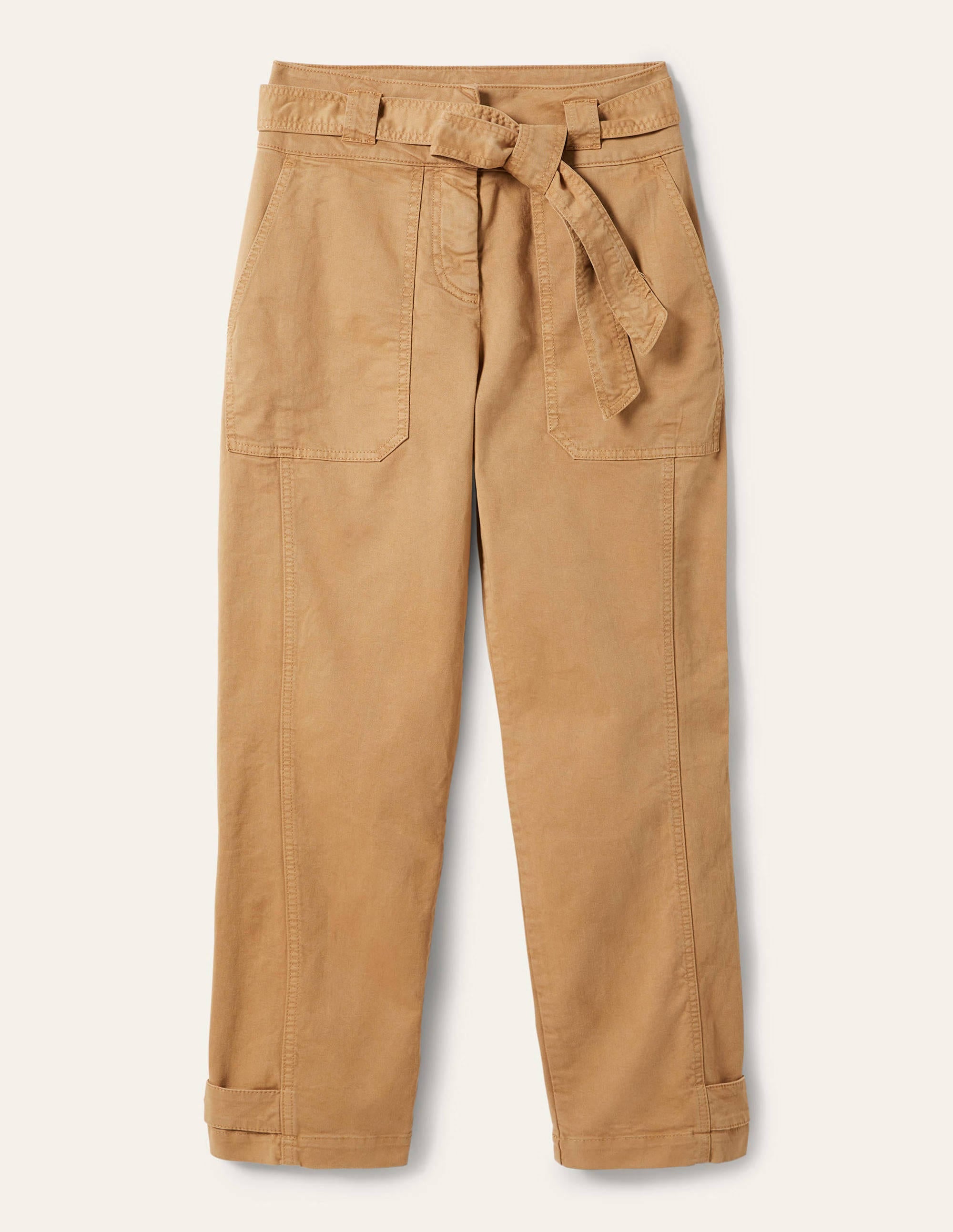 Belted Chino Trousers-Ground Ginger - Image 5