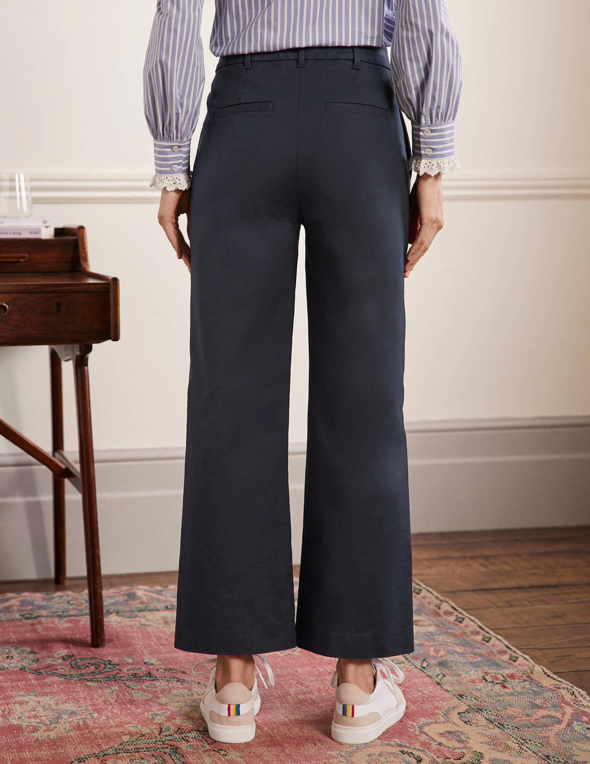 High Waisted Richmond Trousers-Navy - Image 3