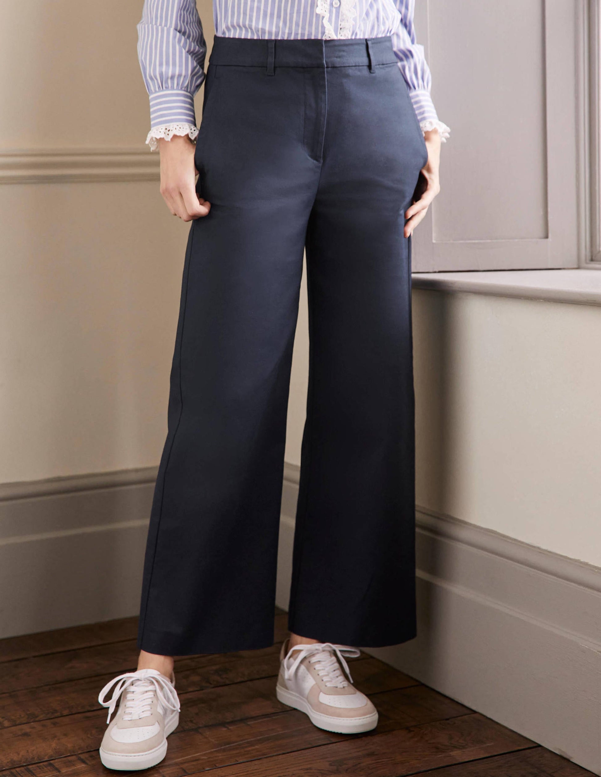 High Waisted Richmond Trousers-Navy-4